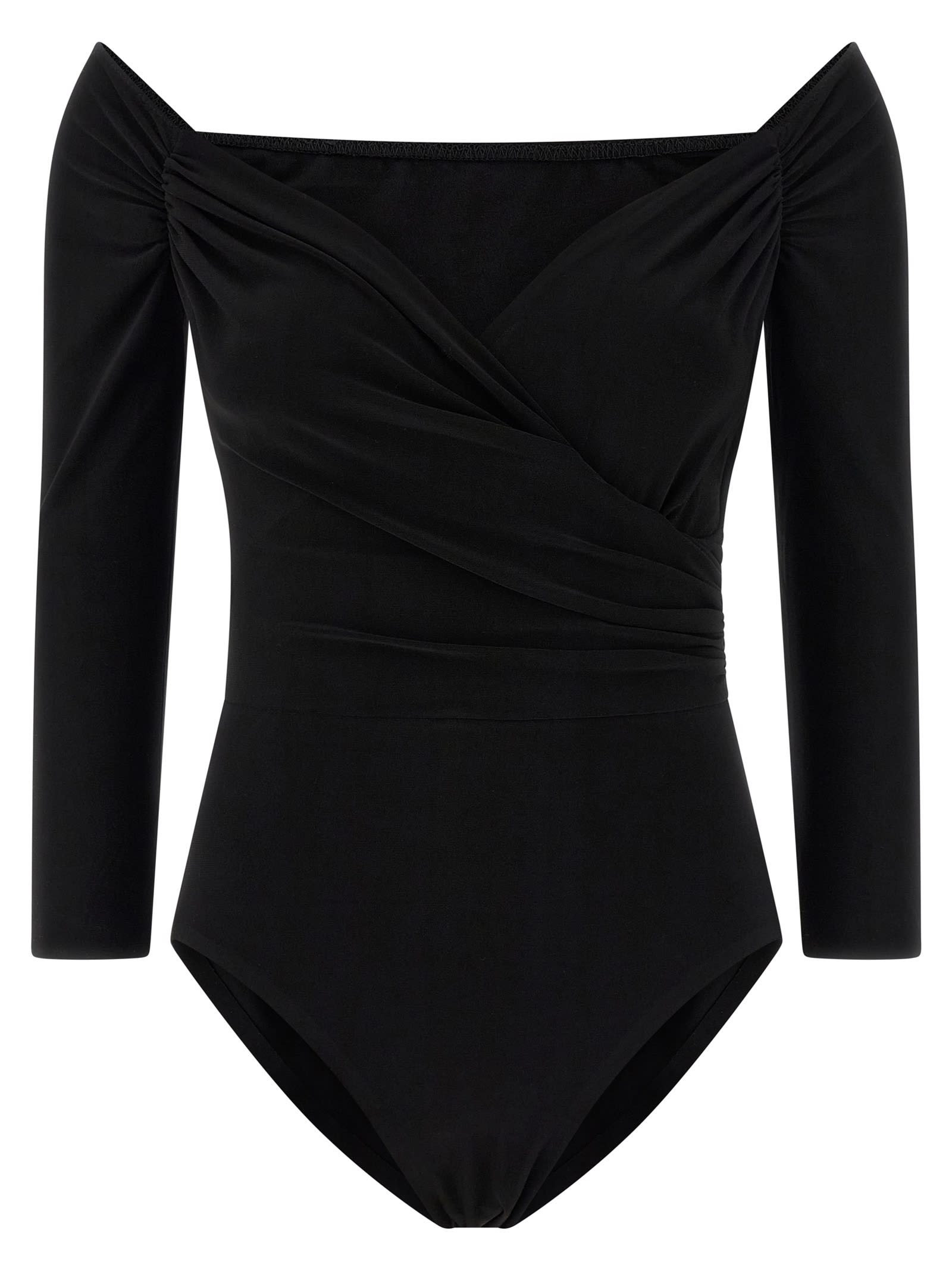 Norma Kamali Heart-shaped Neckline Bodysuit Tops Black In Black