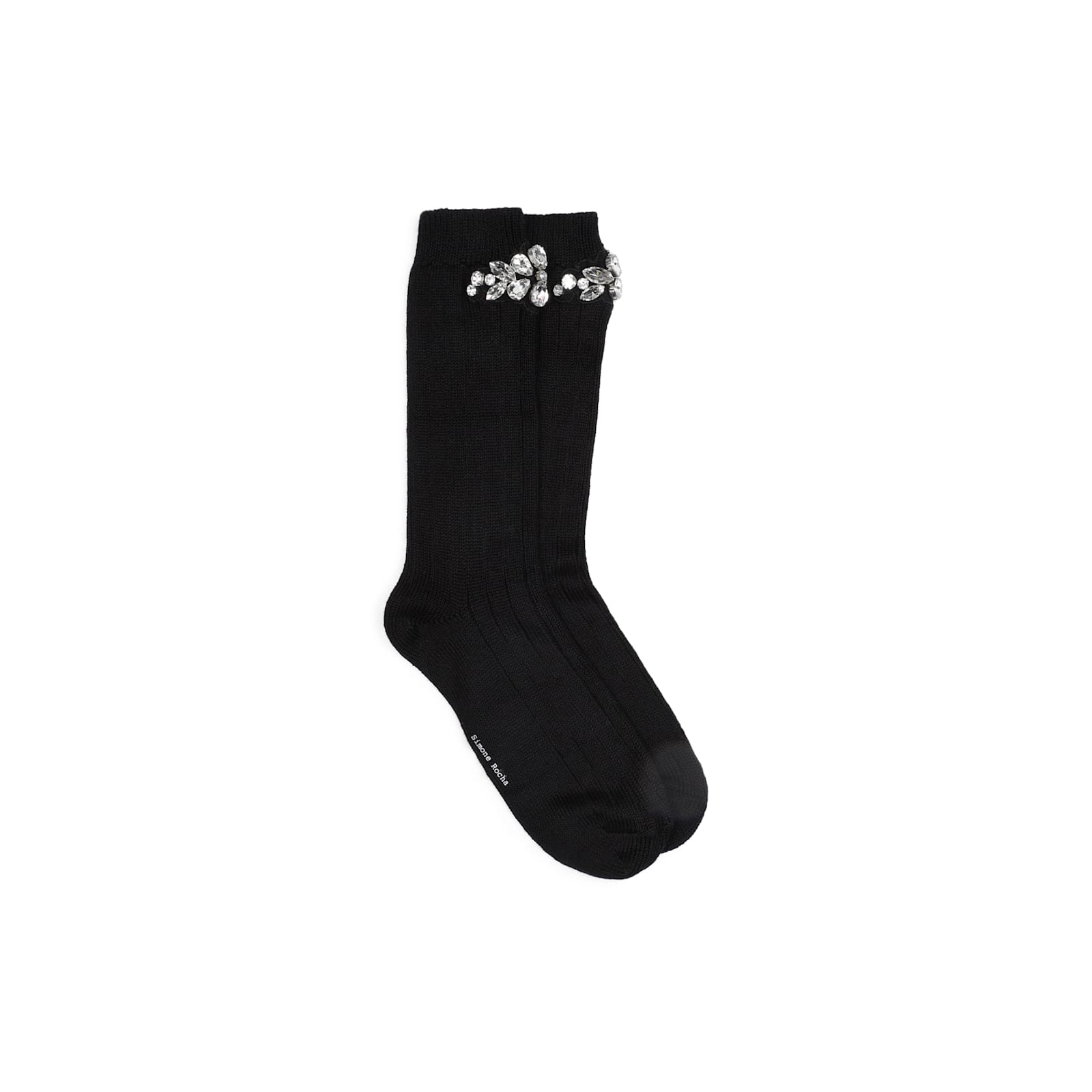 Shop Simone Rocha Flower Crystal Emblem Ankle Socks In Black Crystal