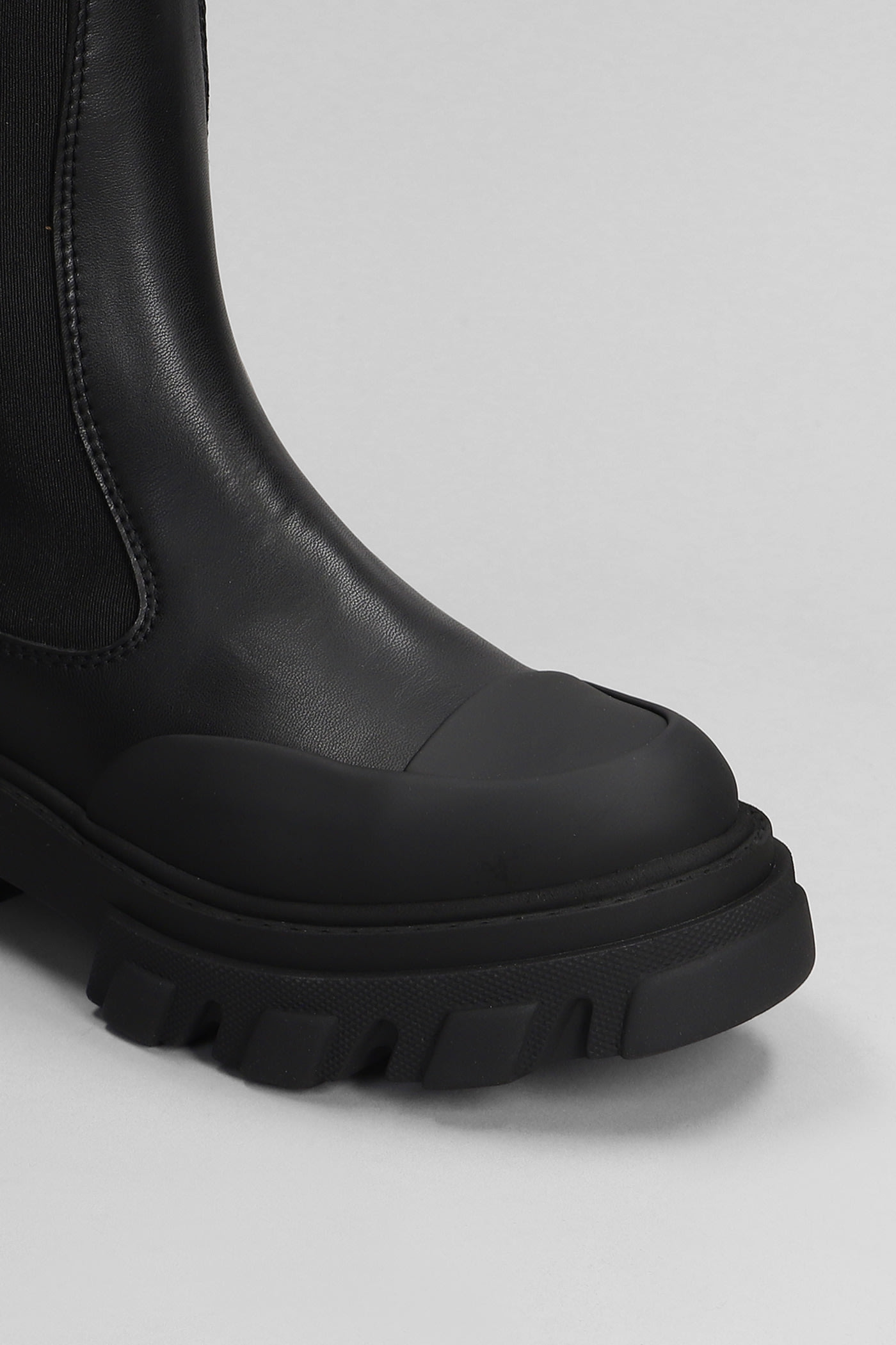 Shop Ganni Combat Boots In Black Leather