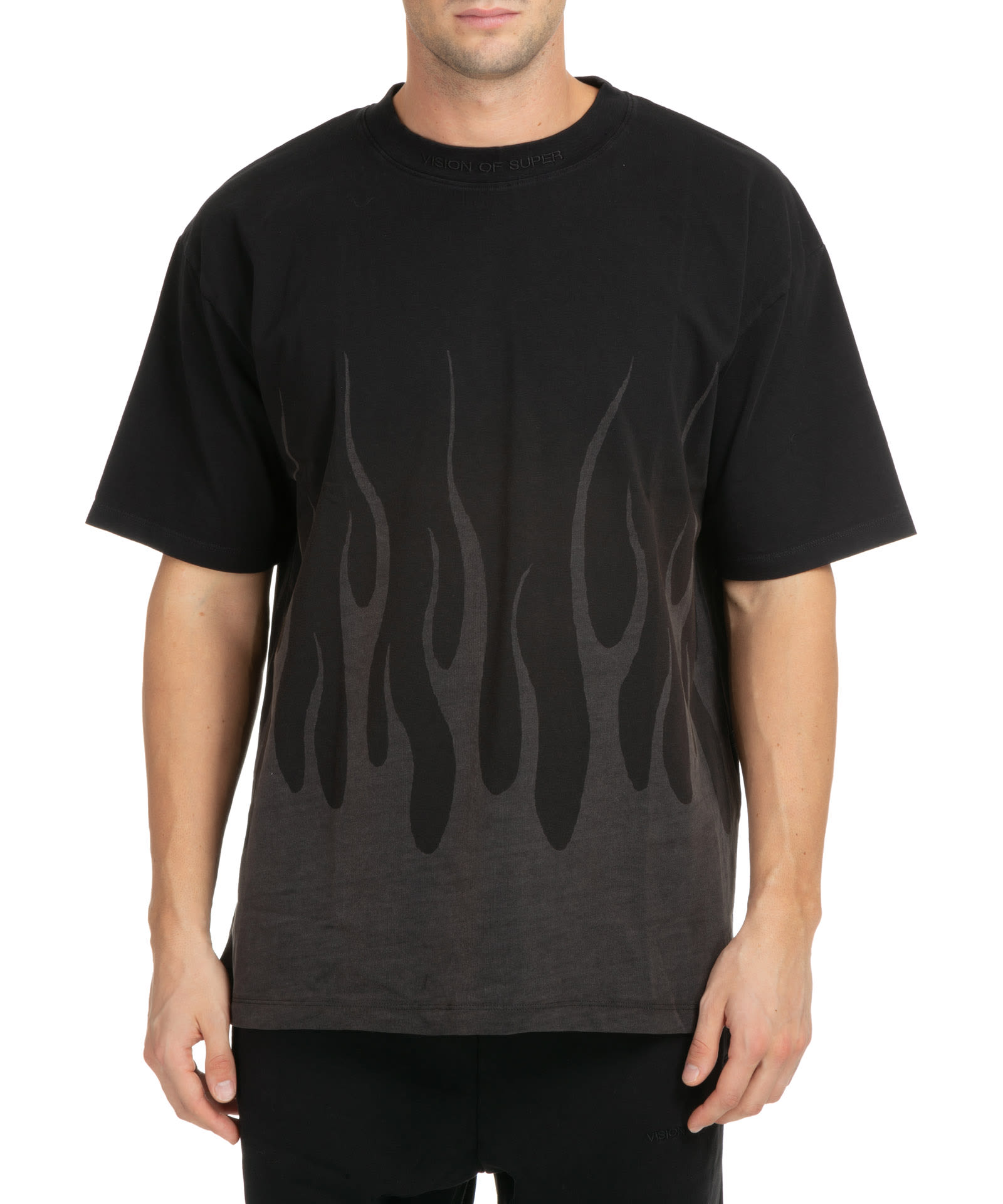 VISION OF SUPER FLAMES LASERED COTTON T-SHIRT