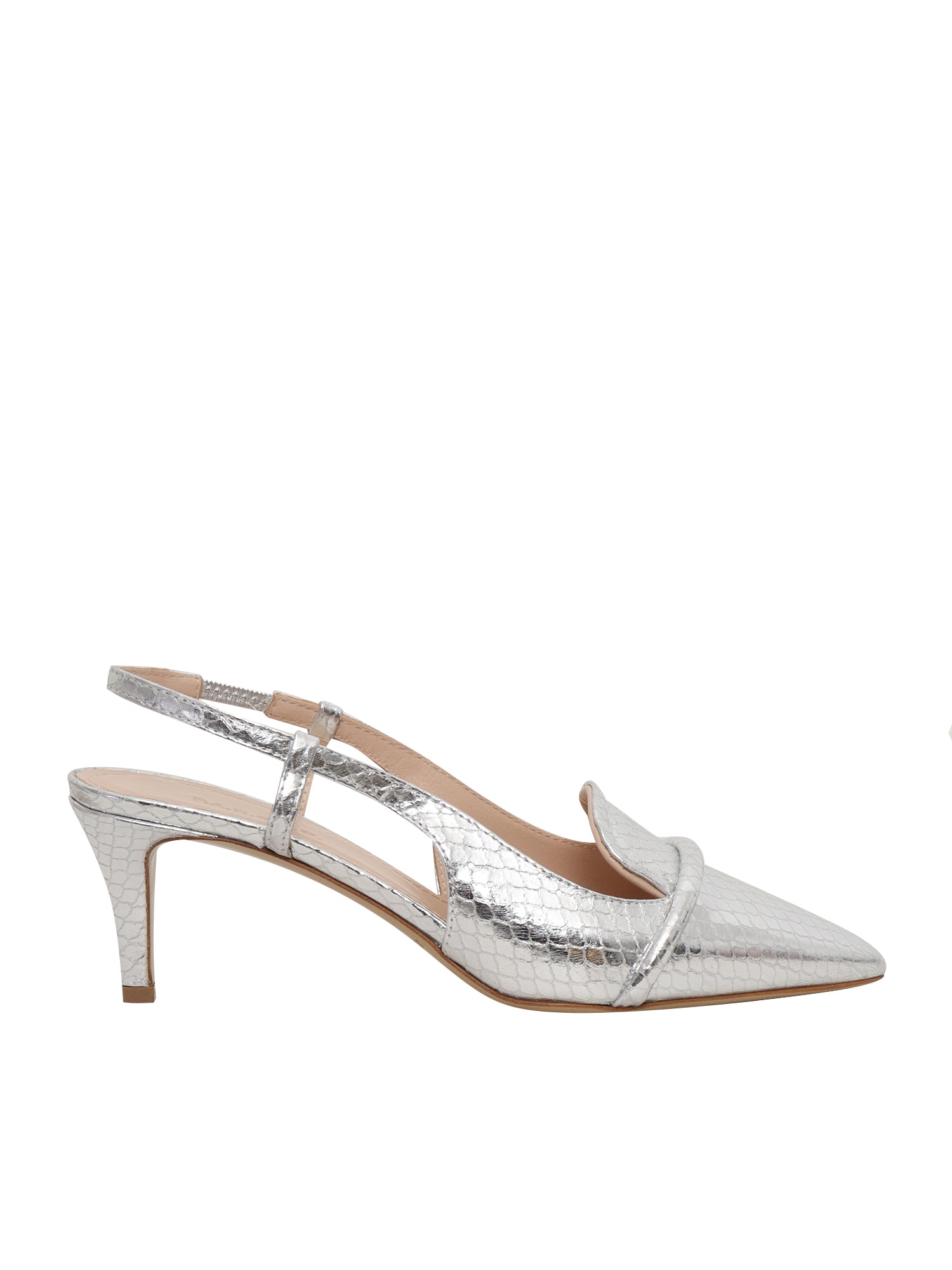 Shop P.a.r.o.s.h Silver Leather Sling Back