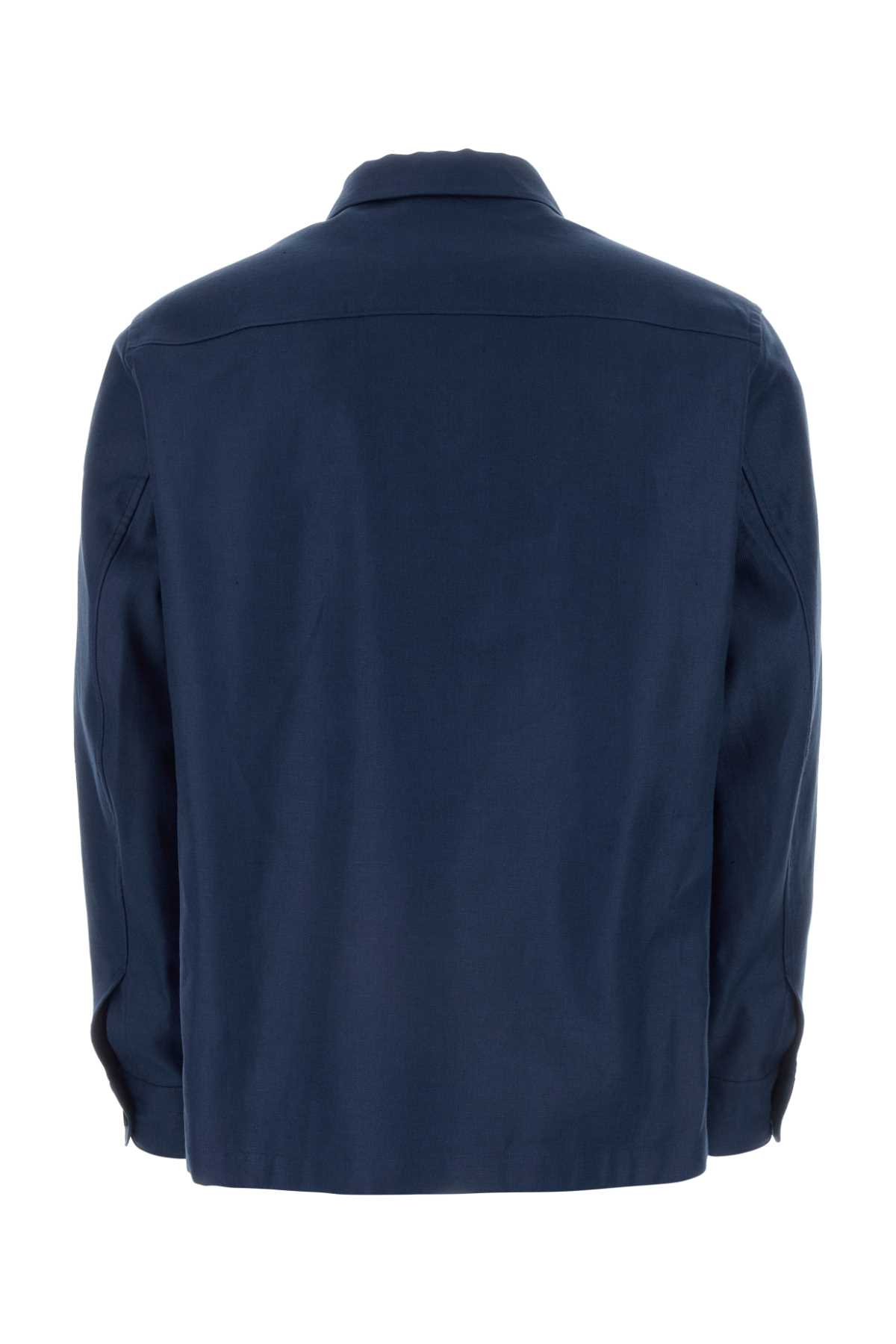 Shop Zegna Blue Linen Shirt In B07g