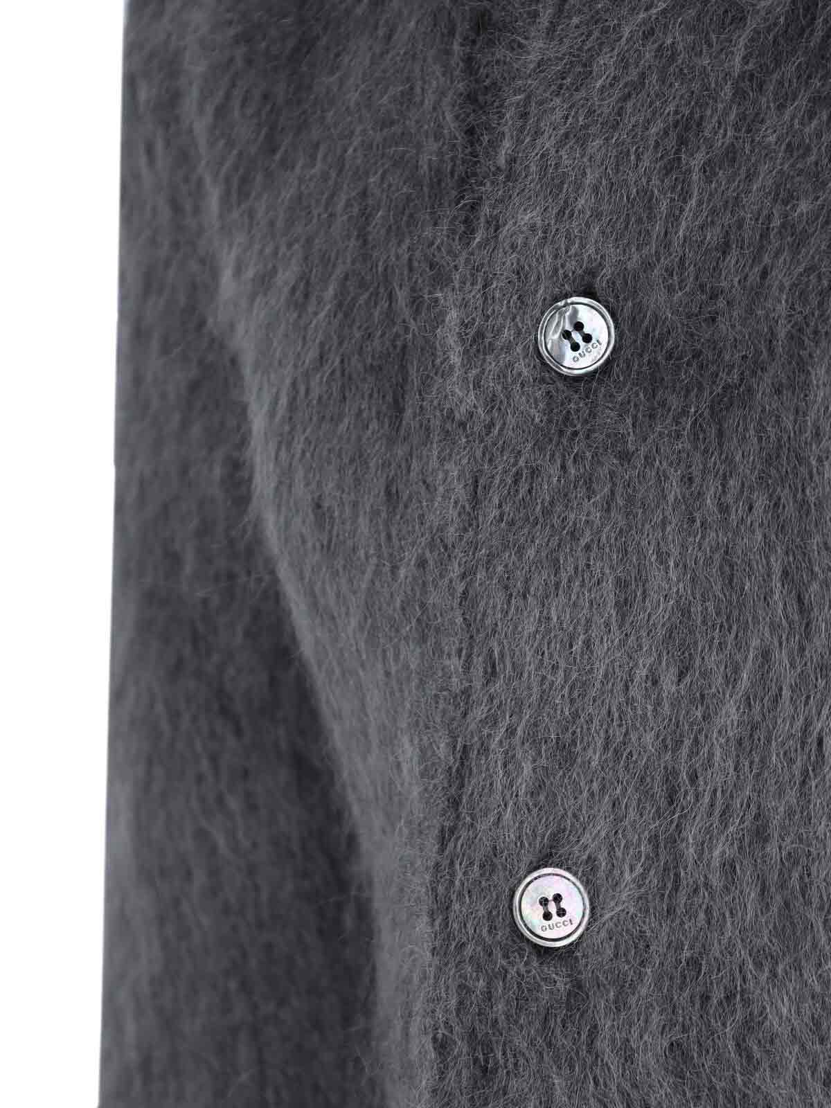 Gucci Mohair Blend Cardigan In Gray