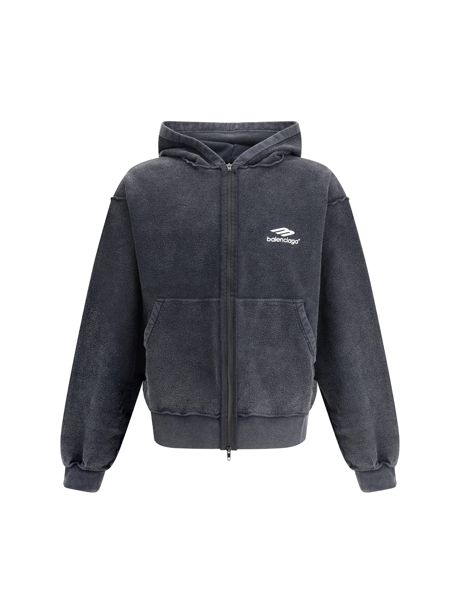 Balenciaga Men Inside-out 3b Sports Icon Zip Hoodie In Blue