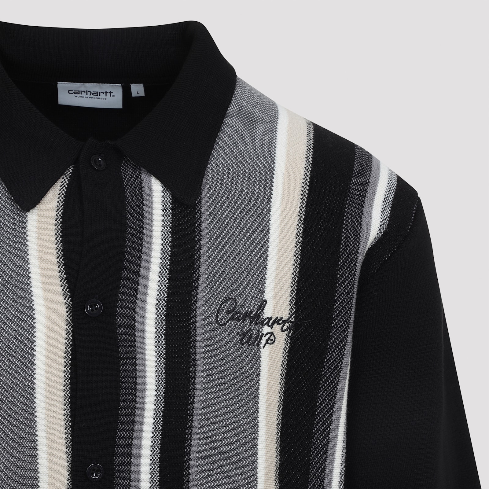 Carhartt Graphite Grey Cardigan With Pointed Collar In Black