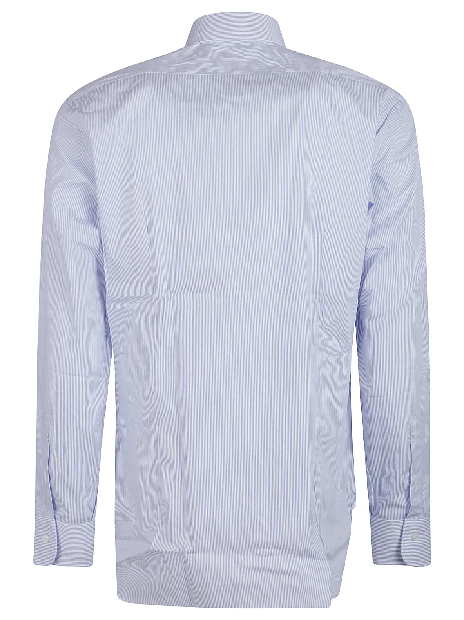 Barba Napoli Long Sleeve Neck Shirt In Bianco/azzurro