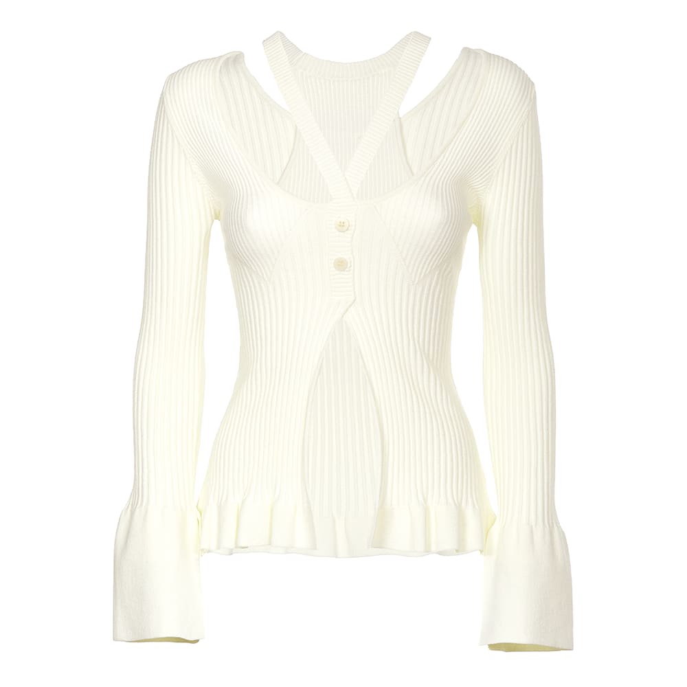ANDREADAMO Ribbed-knit Cardigan With Double Layers