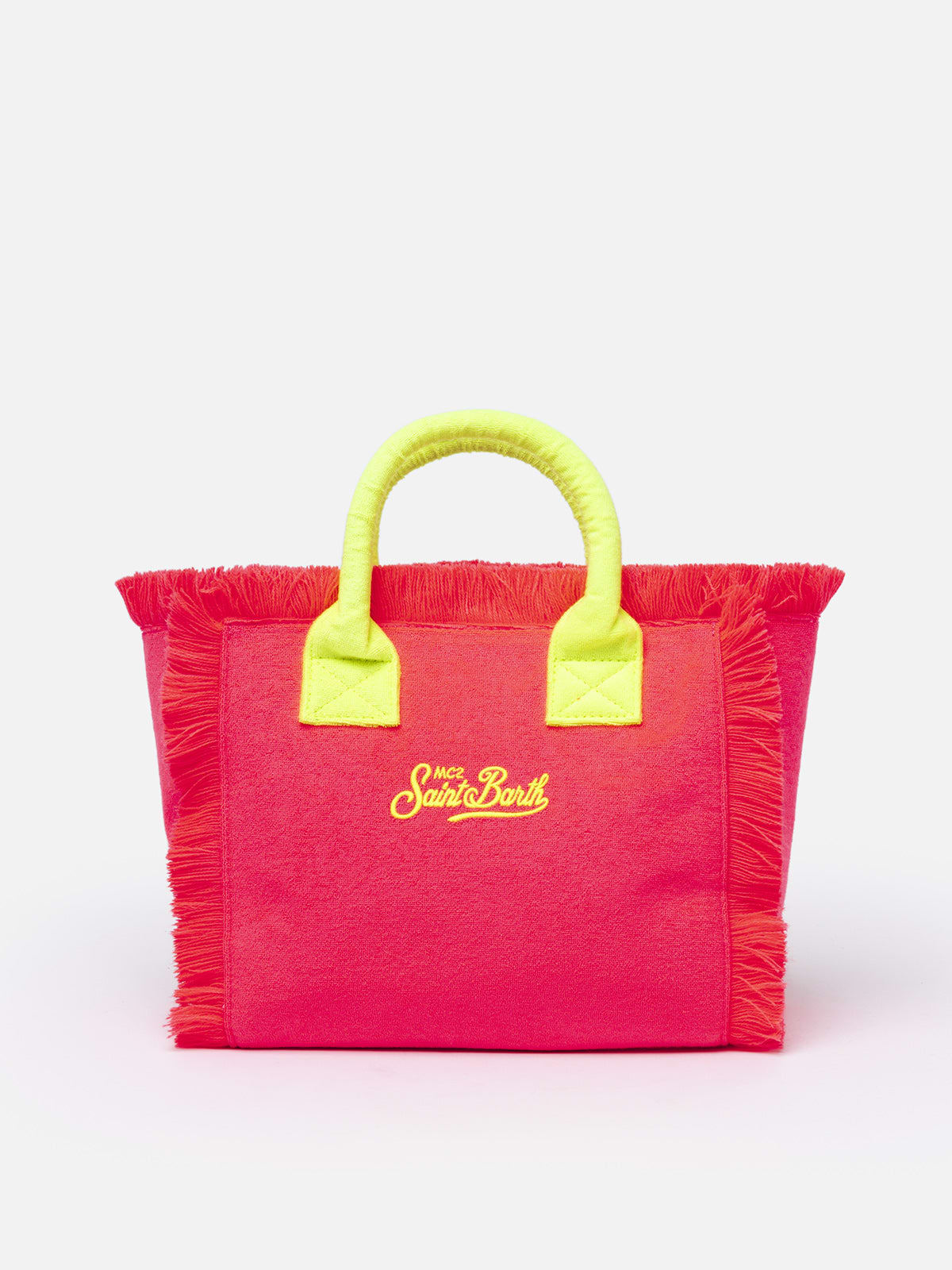 Mc2 Saint Barth Fluo Pink Terry Embossed Colette Sponge Handbag In Fluo