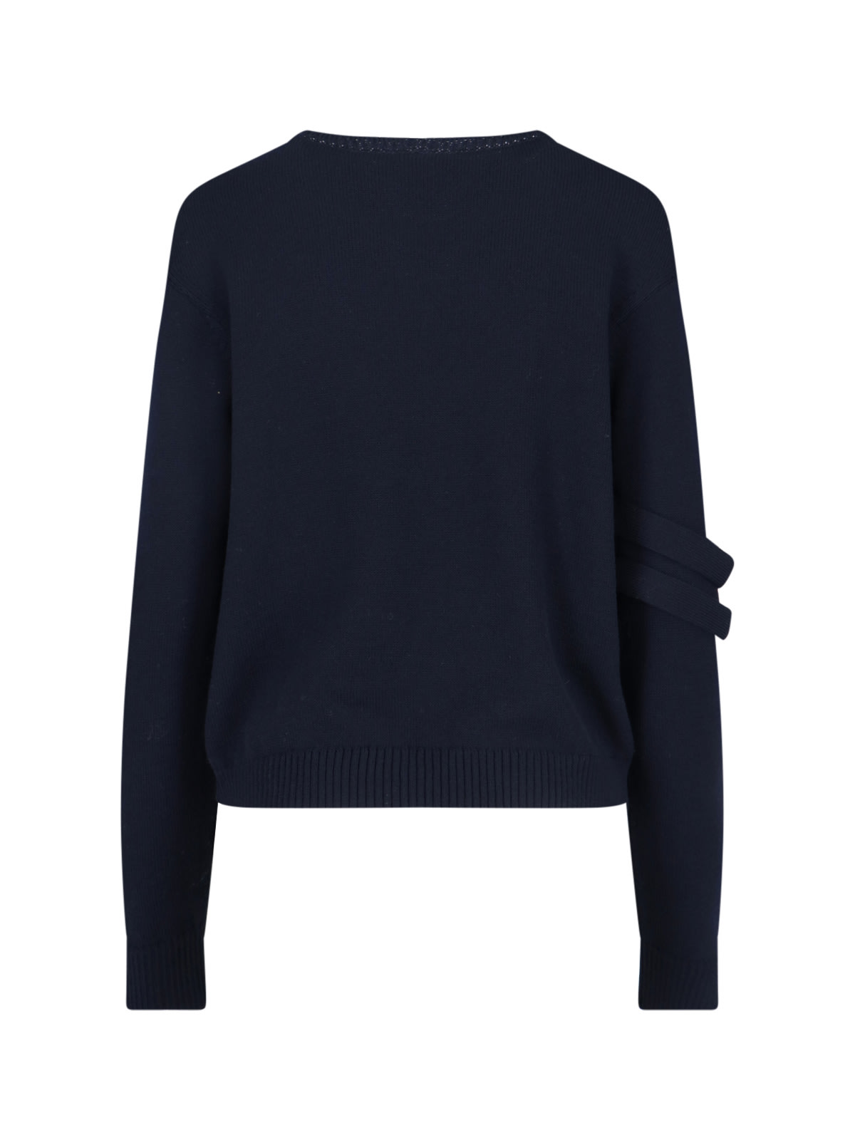 Sibel Saral Double Strap Detail Sweater With Cropped Fit And Ribbed Cuffs In Blue