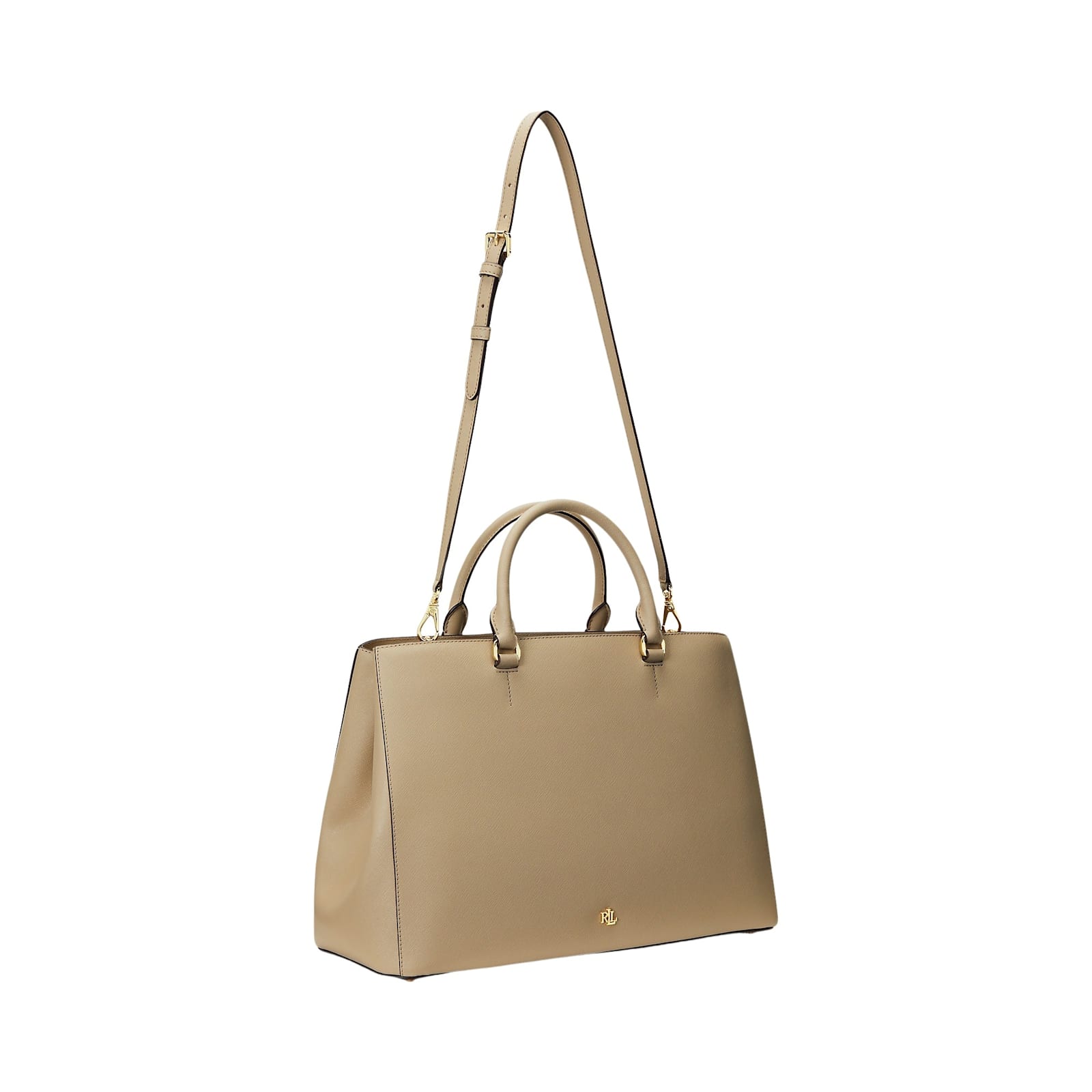 Shop Ralph Lauren Hanna 37 Satchel Large In Birch Tan