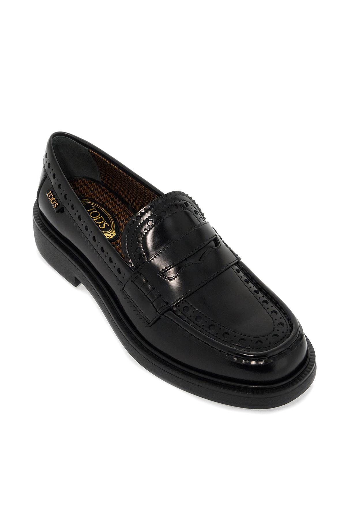 Shop Tod's Leather Brogue Loafers In Nero (black)