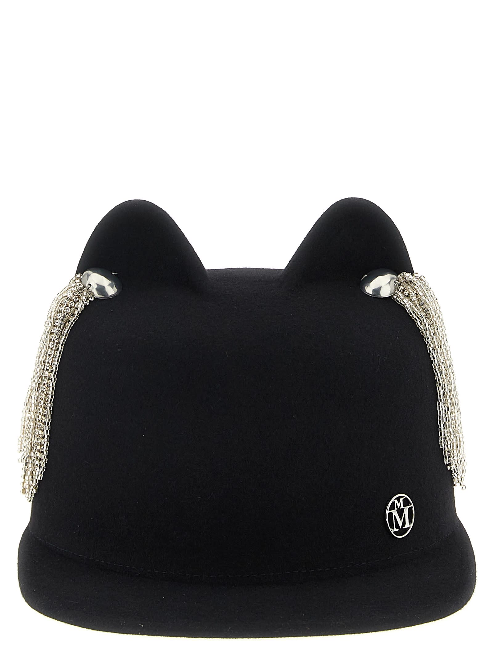 Maison Michel Jamie Hat With Crystals In Black