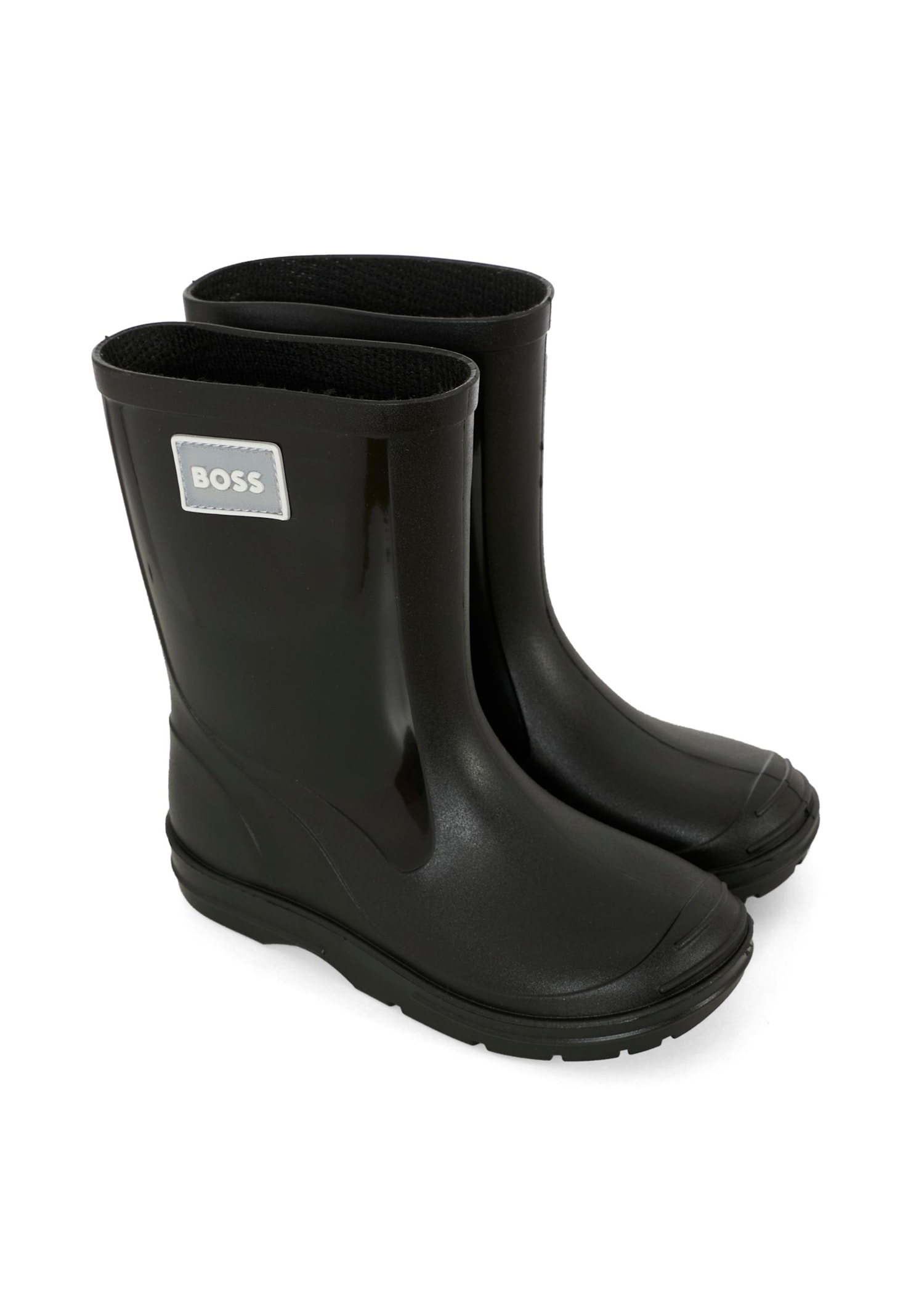 Hugo Boss Black Rain Boots For Kids With Logo In Black