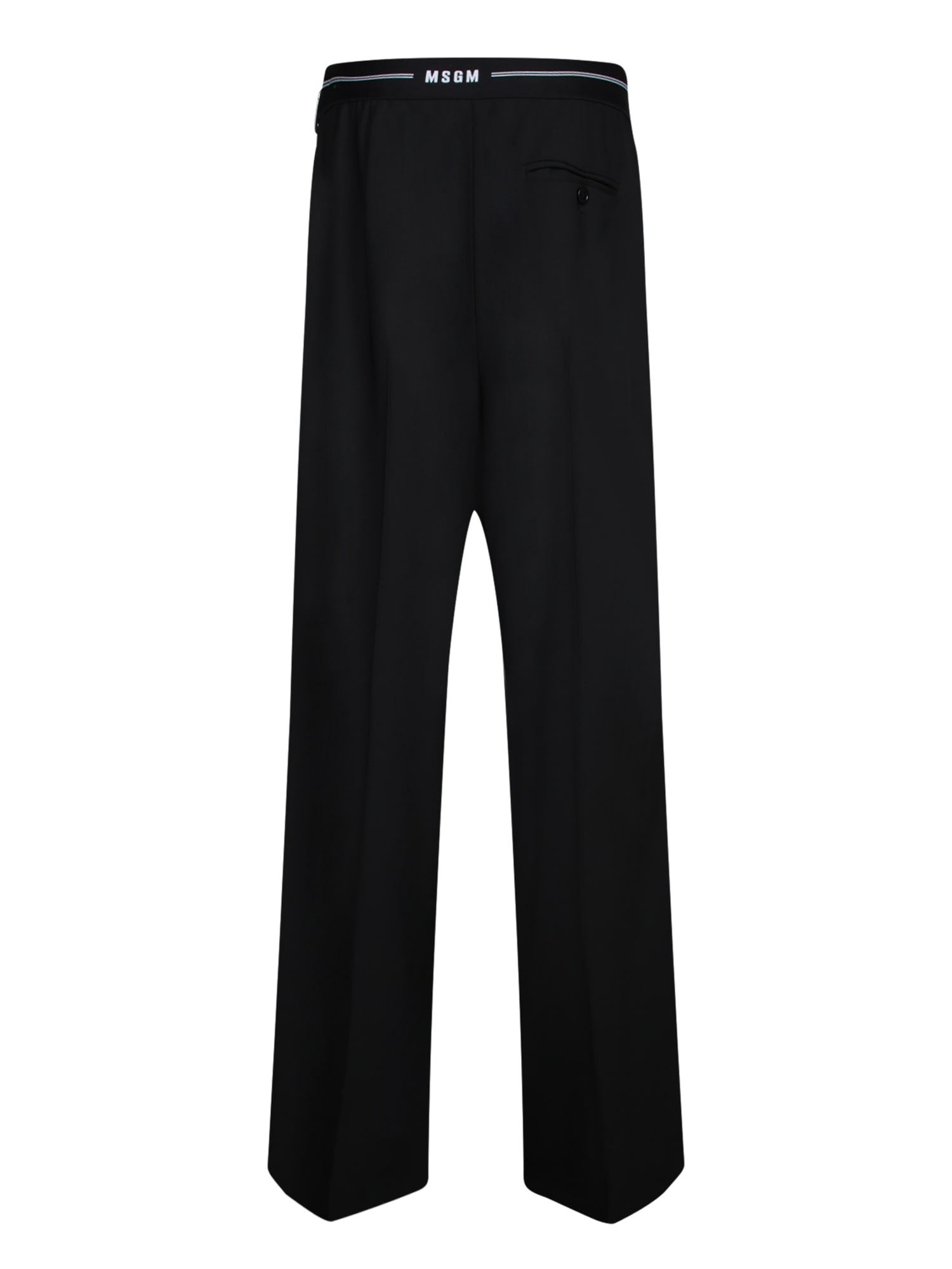 Msgm Tailored Black Trousers With Smooth Finish In Black