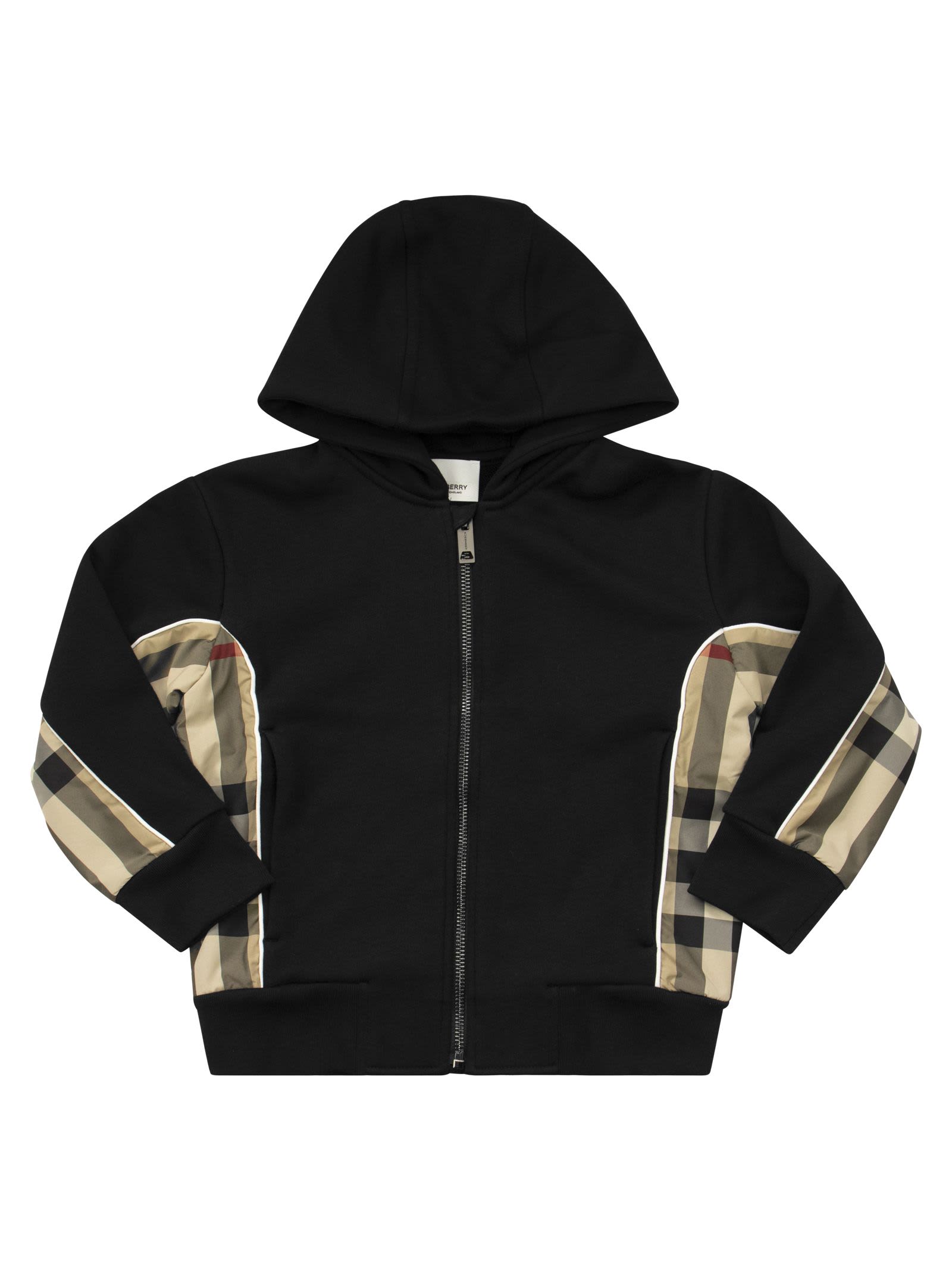 Burberry Graham - Cotton Hooded Sweatshirt With Tartan Pattern Inserts