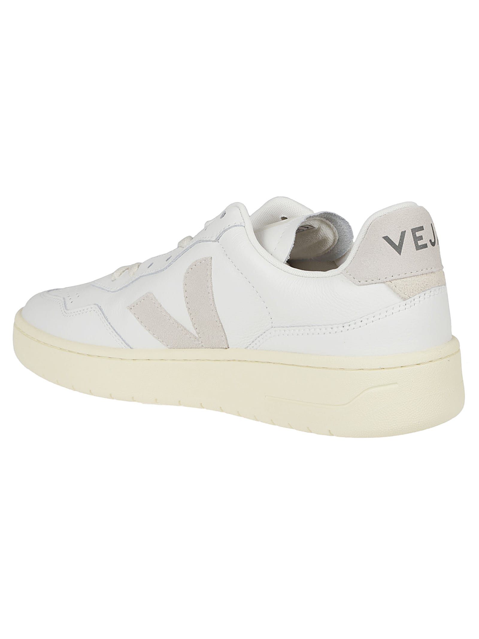 Veja V-90 O. T. Leather Sneakers In White