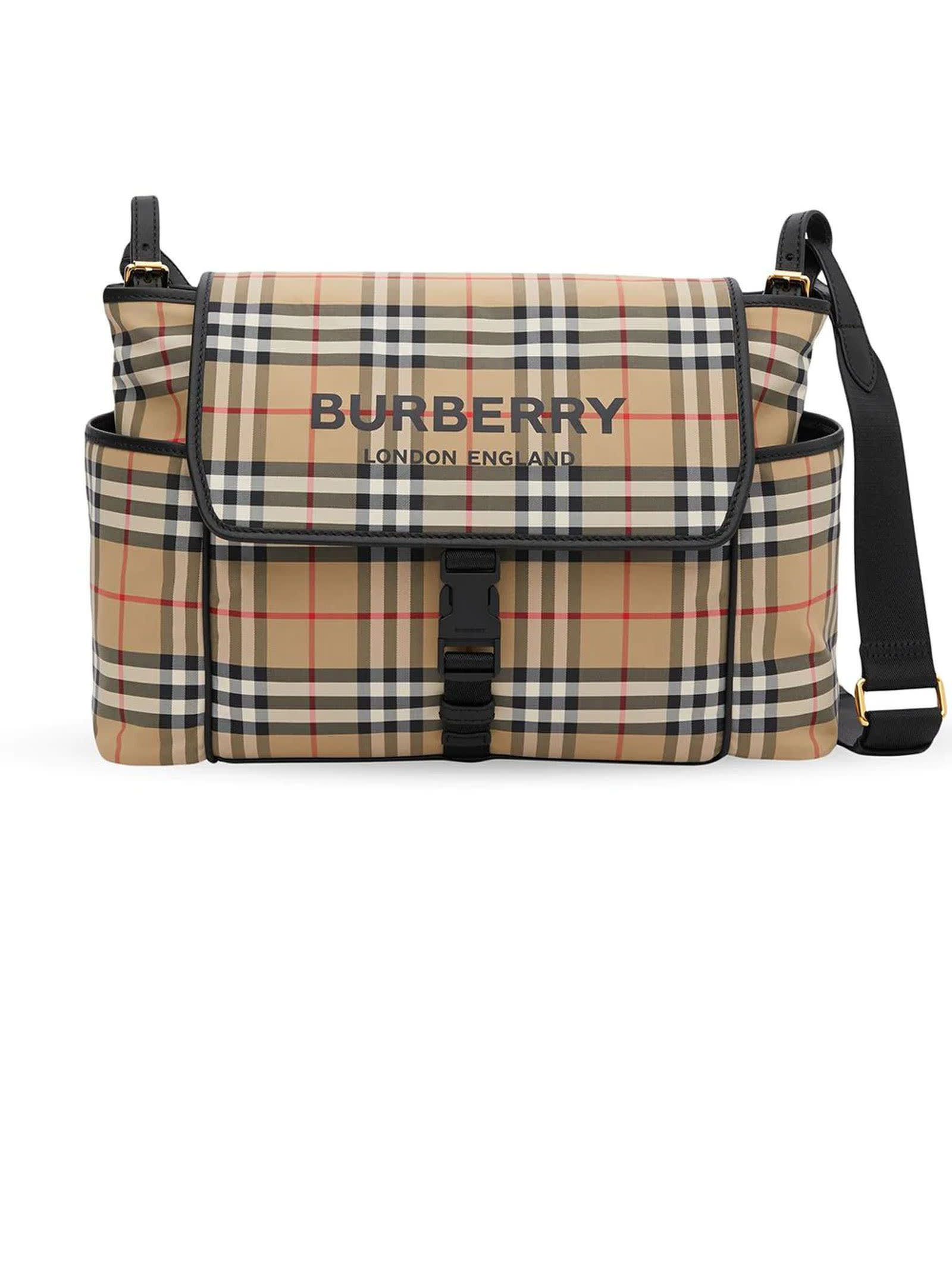 Burberry Beige Logo-print Checked Changing Bag