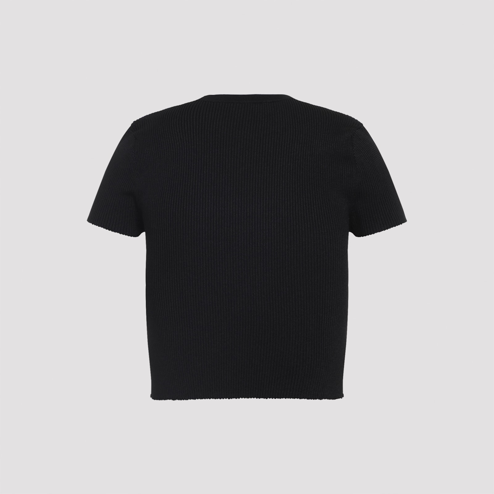 Givenchy Short-sleeved Knitted Cropped Top In Black