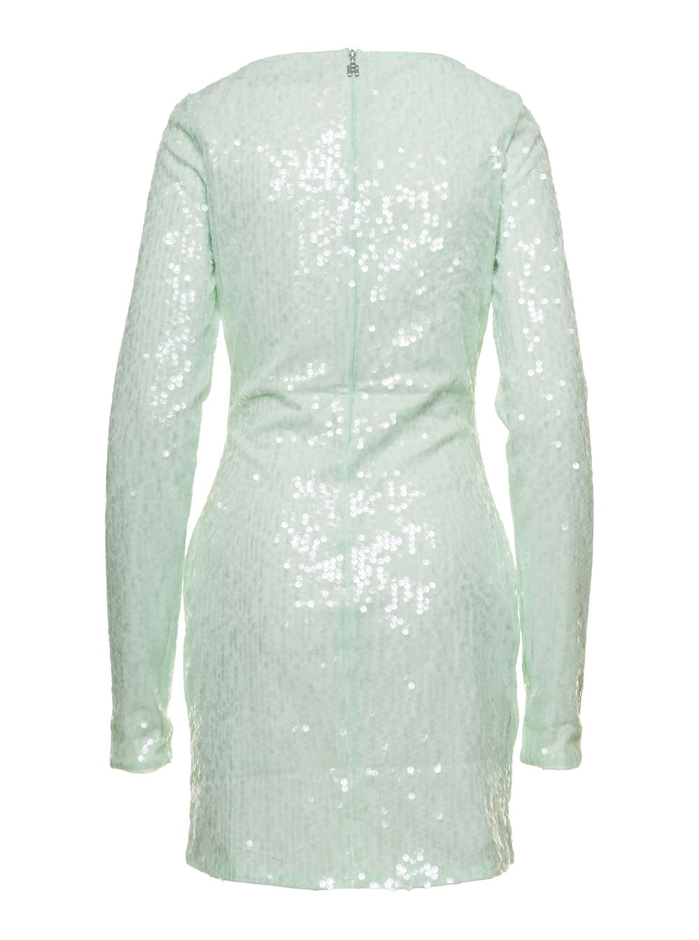 Shop Rotate Birger Christensen Mini Green Dress With All-over Sequins In Recycled Fabric Woman