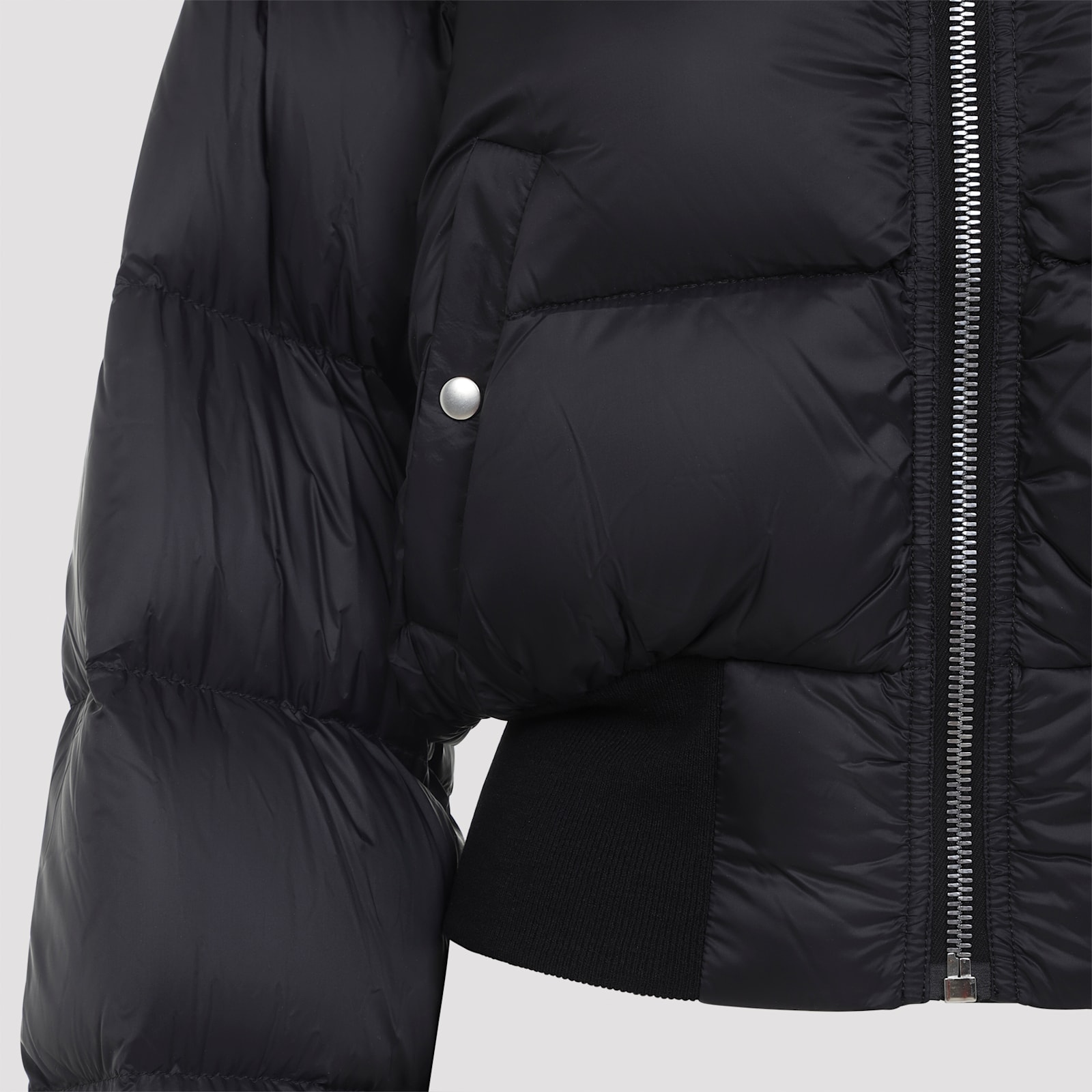 Rick Owens Black Down Jacket With Crop Design And Fixed Hood In Tech Fabric Woman In Black
