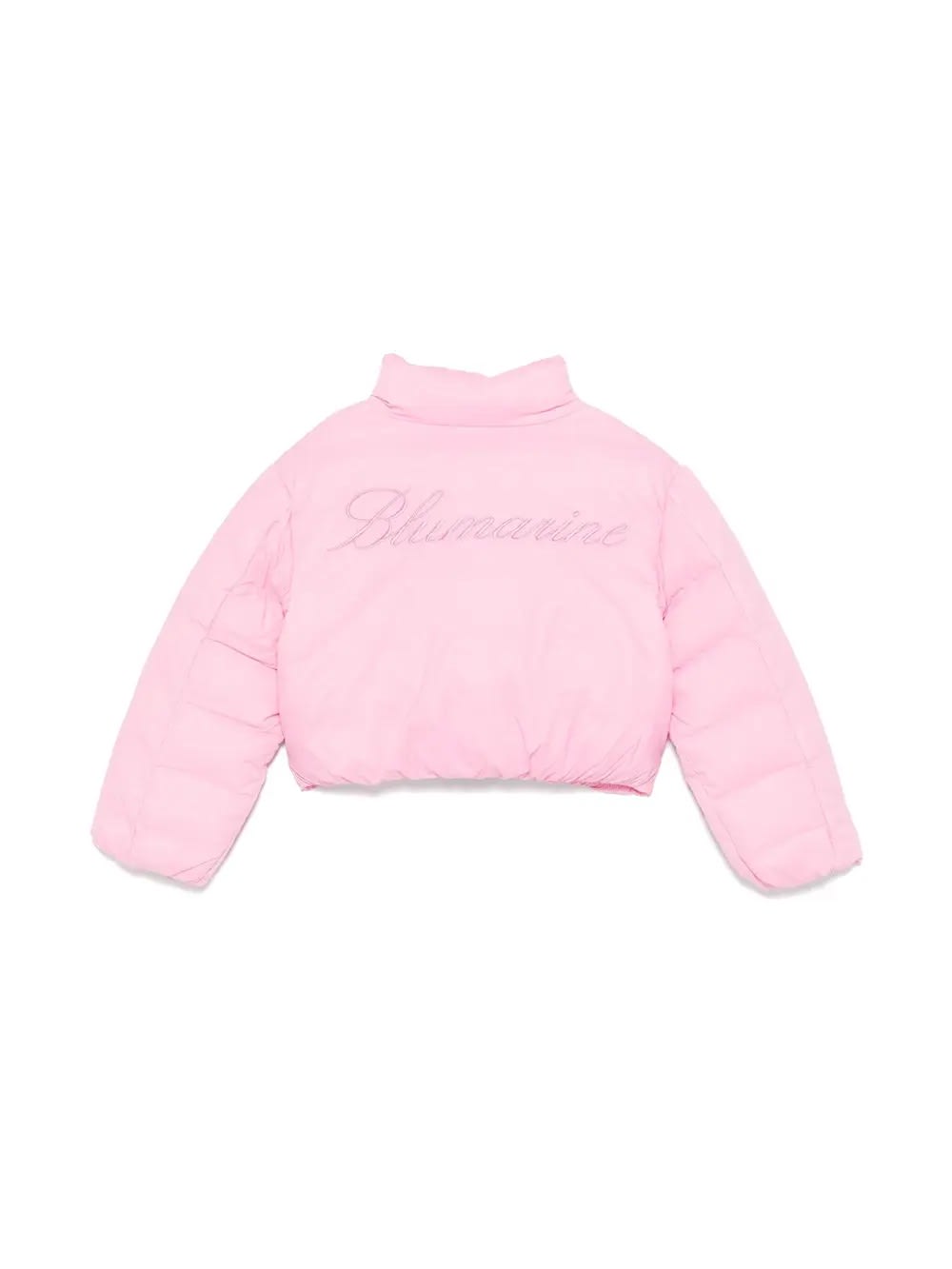 Shop Miss Blumarine Pink Puffer Jacket With Back Logo