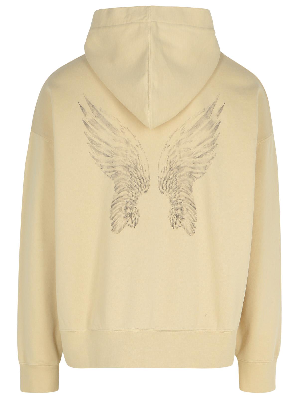 Shop Palm Angels Portrait Beige Cotton Sweatshirt