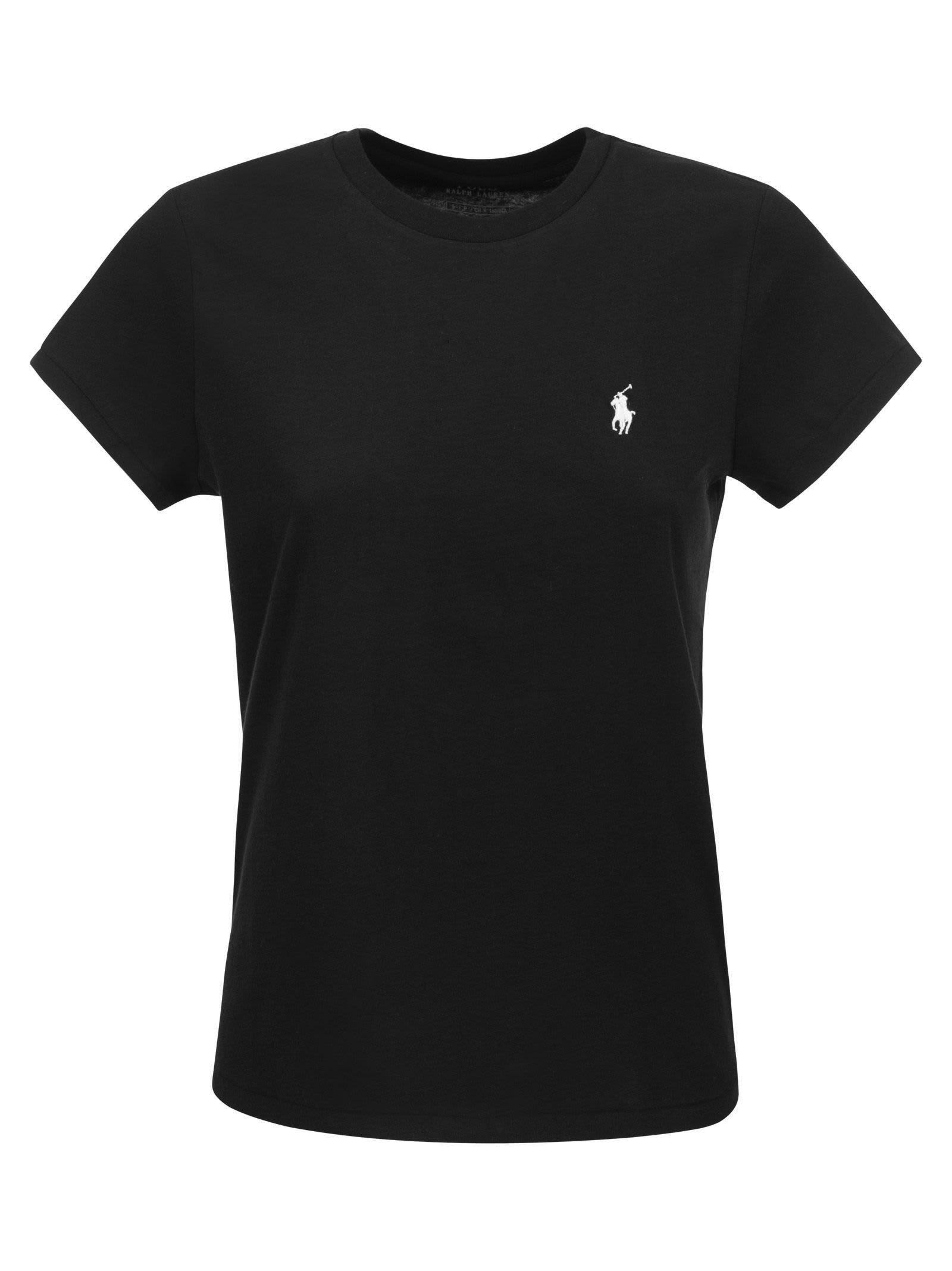 Black T-shirt With Contrasting Pony