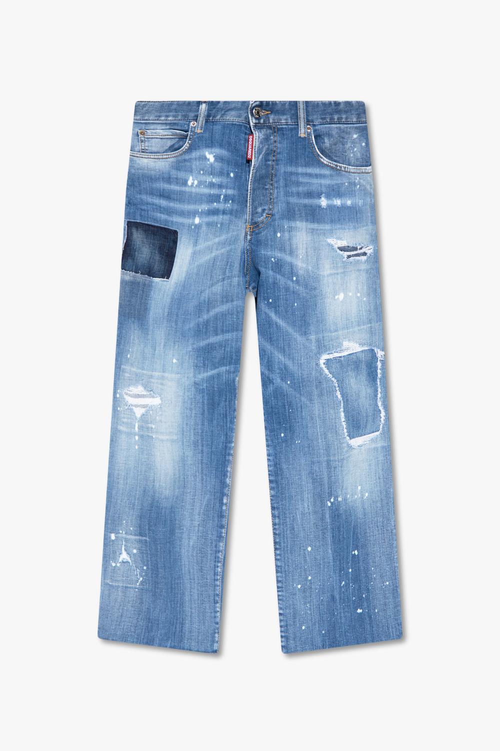 Wide-leg Distressed Jeans