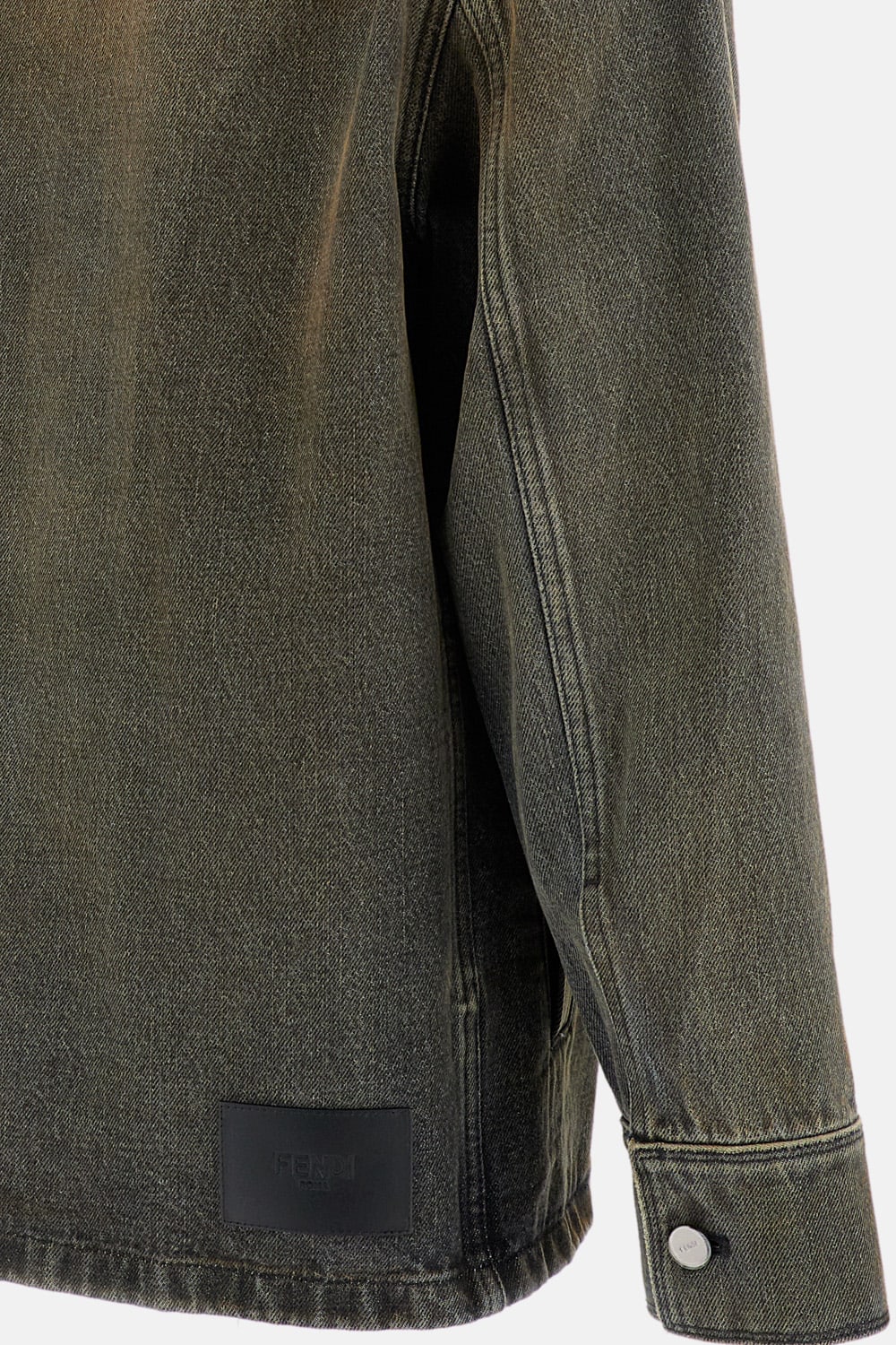 Fendi Long-sleeved Denim Shirt In Brown