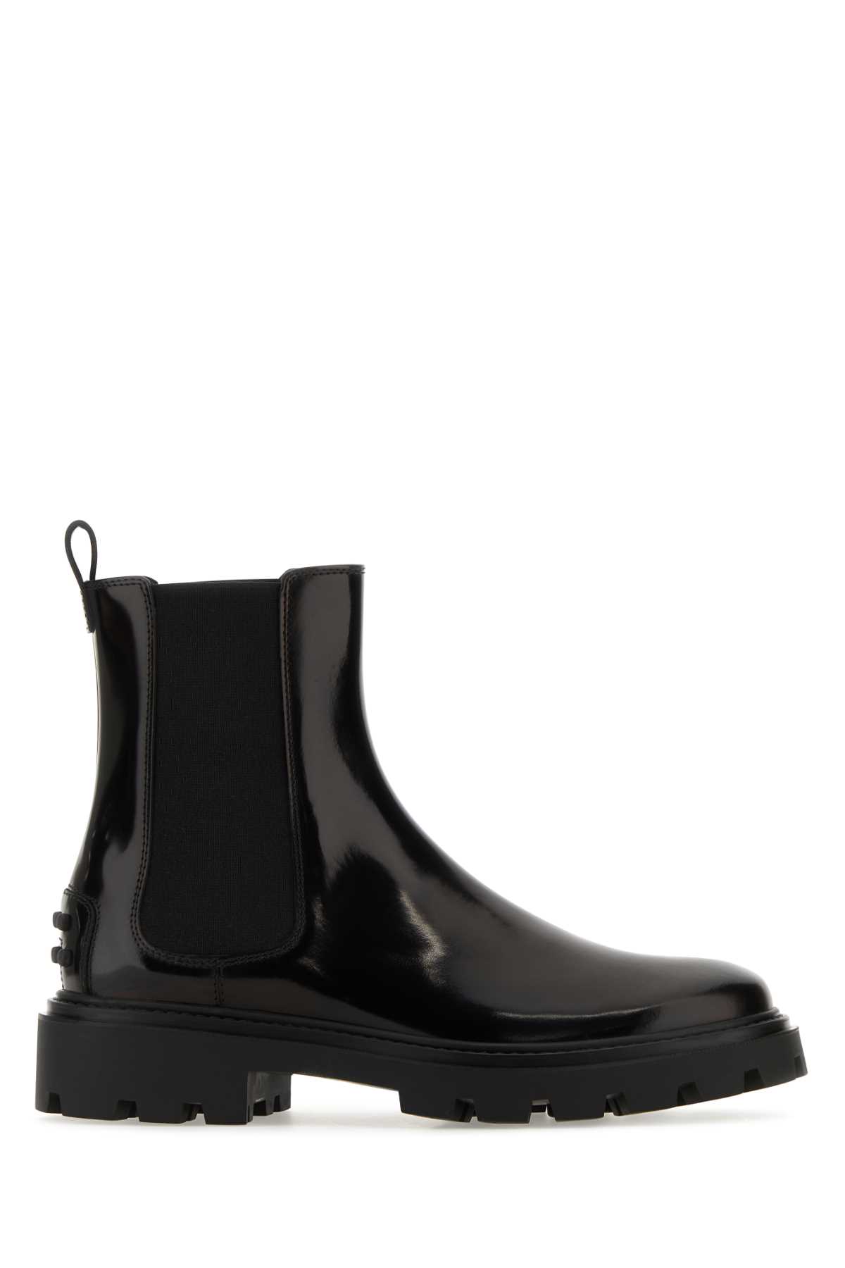 Shop Tod's Black Leather Chelsea Ankle Boots In Nero