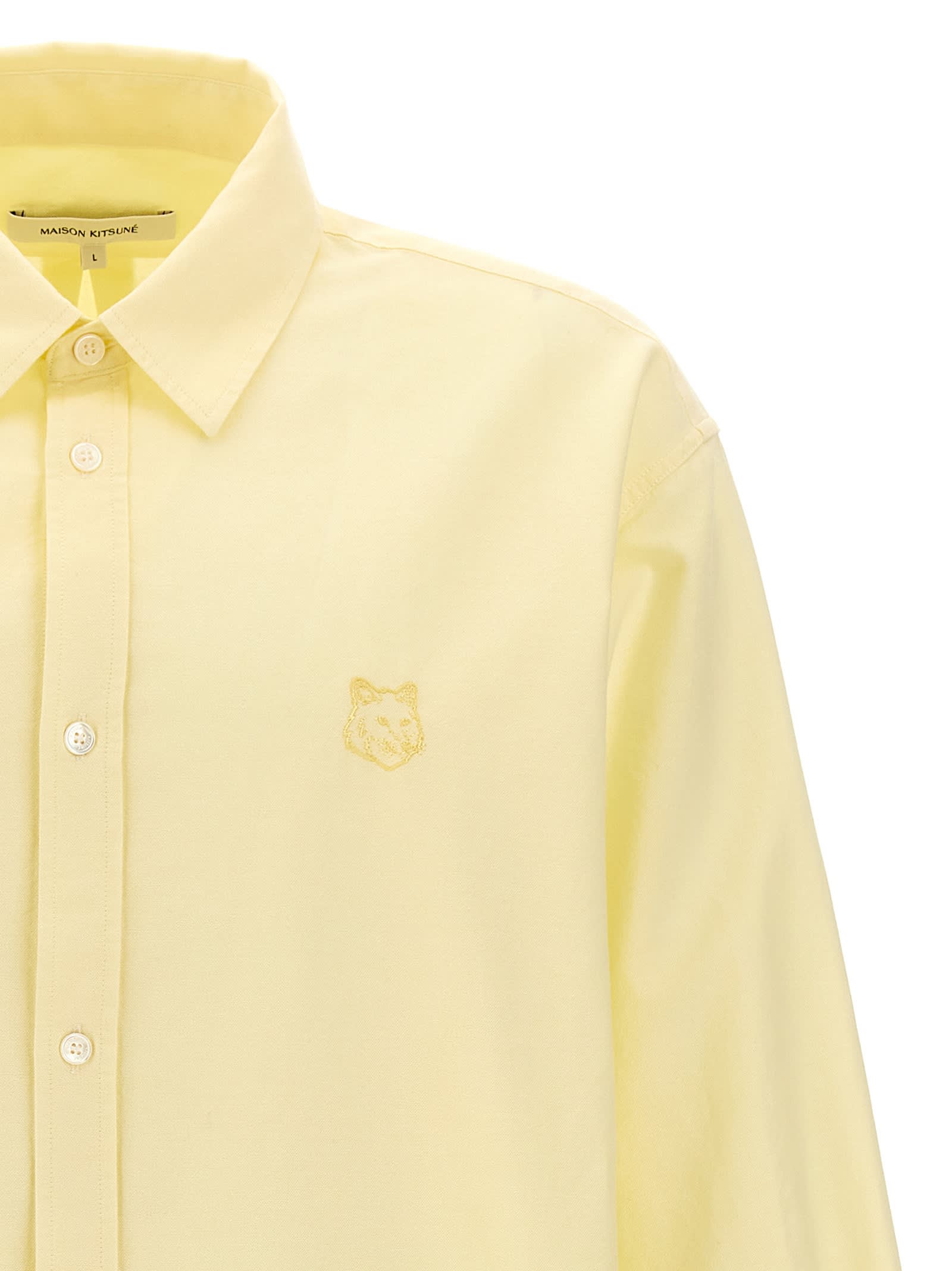 Shop Maison Kitsuné Contour Fox Head Skate Shirt In Yellow