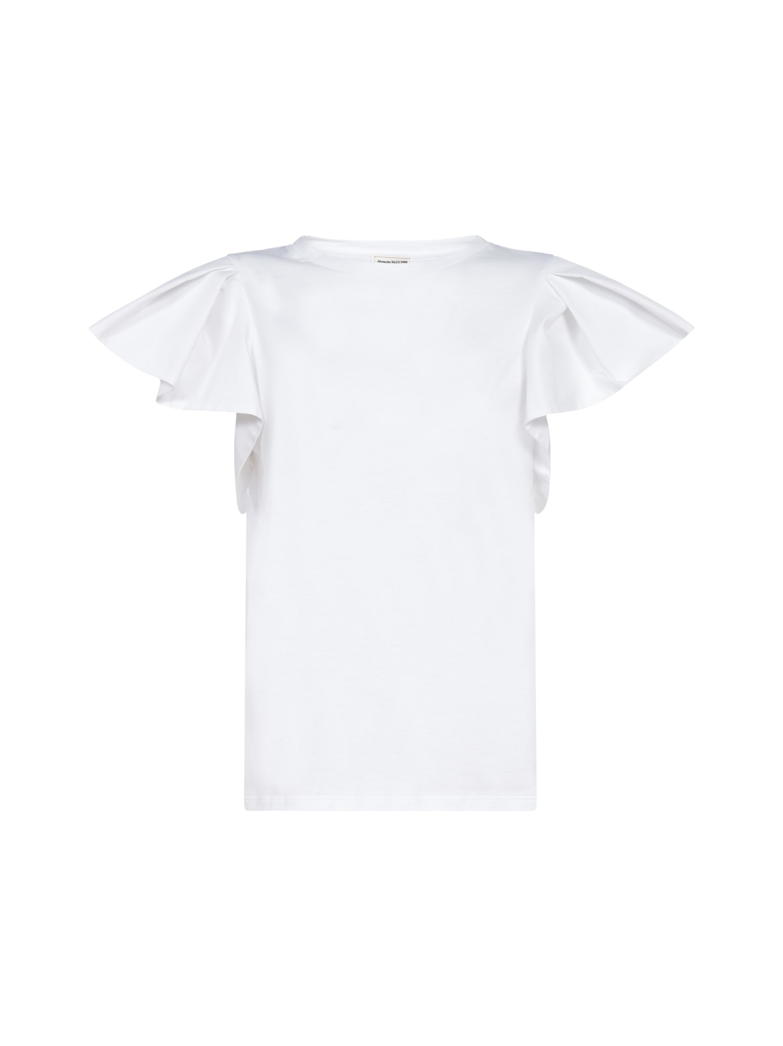 Alexander McQueen Ruffled Sleeves Cotton T-shirt