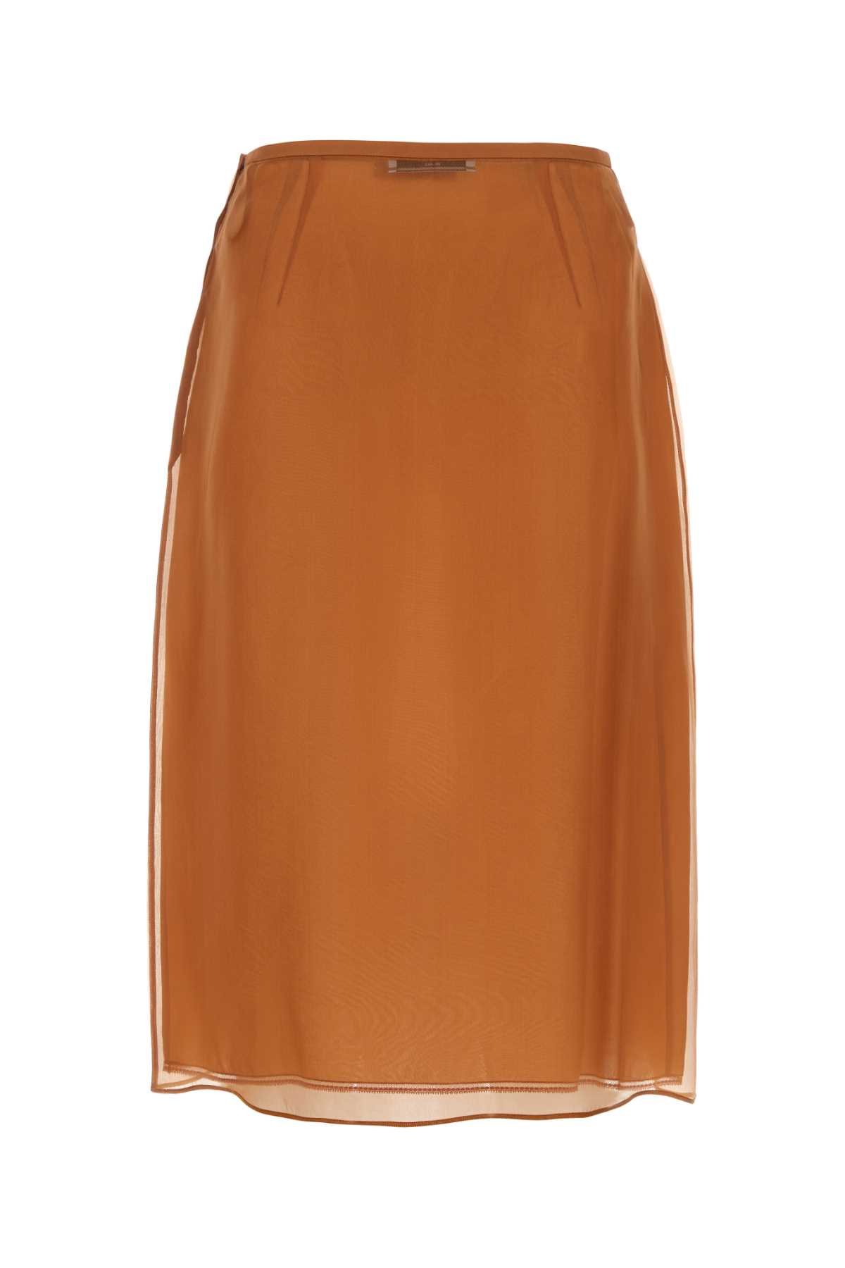 Prada Copper Organza See-through Skirt In Ruggine