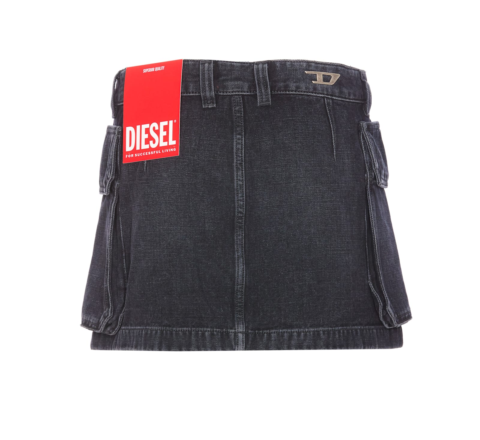 Shop Diesel De-ton Denim Skirt In Black