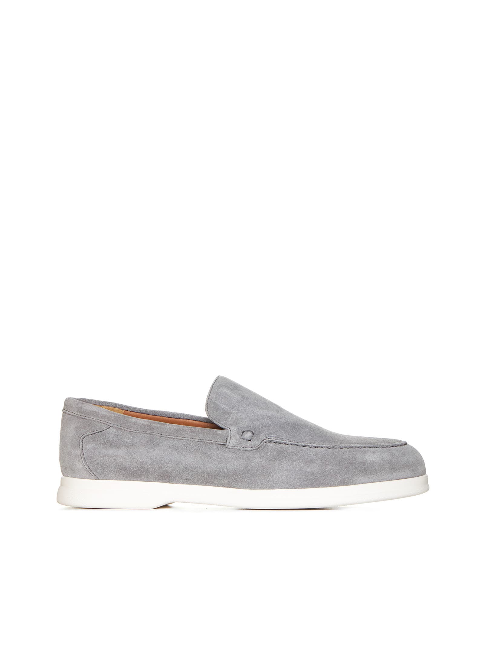 Shop Doucal's Loafers In Iron + F.do Bianco