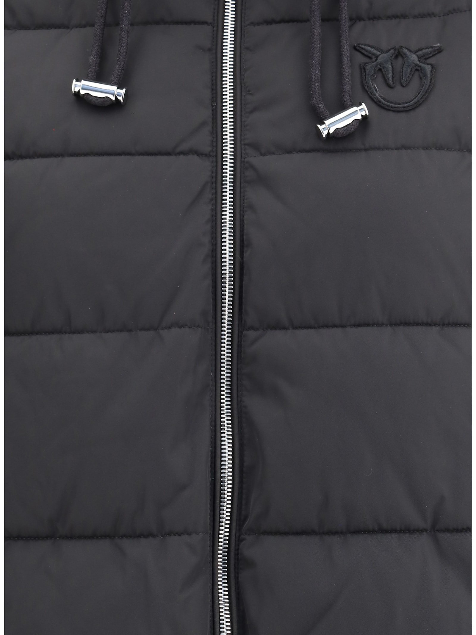 Pinko Technical Canvas Jacket With Hood In Black