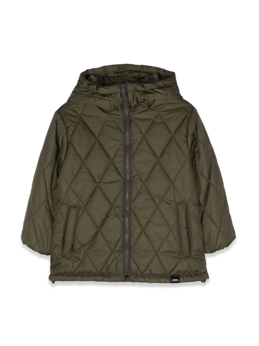 Aspesi Quilted Hooded Puffer Jacket In Military Green