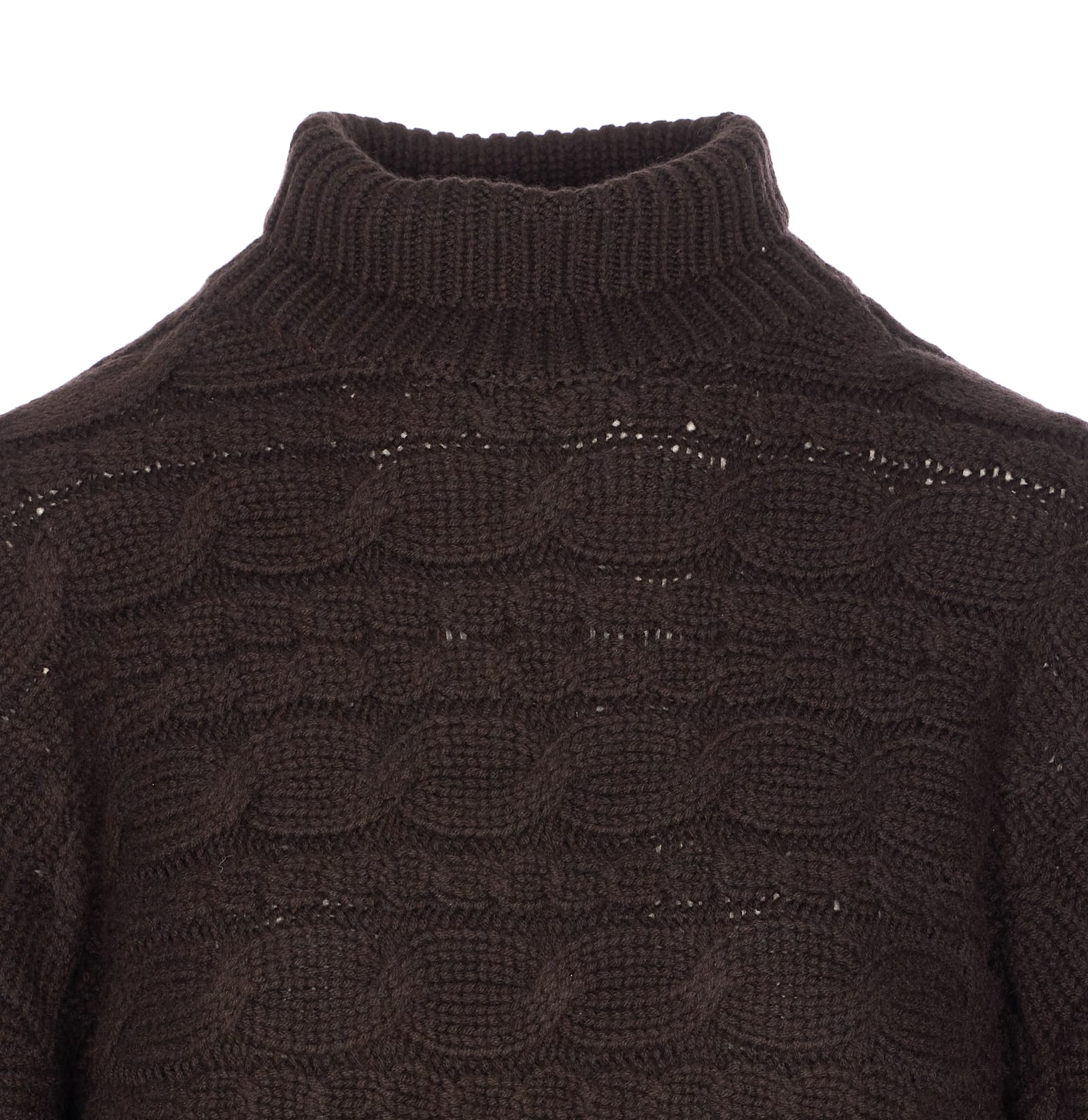 Guest In Residence Cropped Cable Sweater In Brown