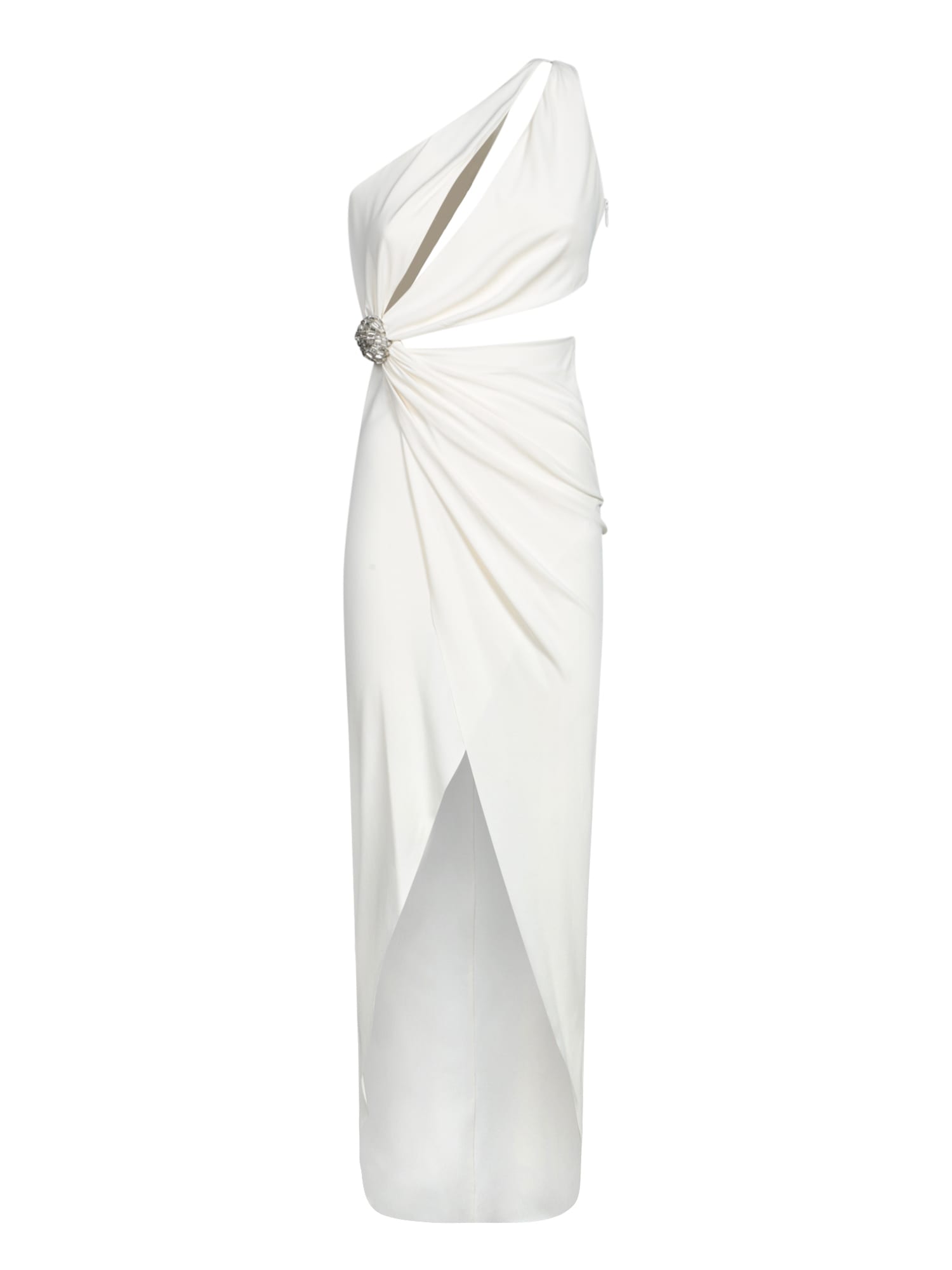 Amen Jersey Dress In White With Crystals In White