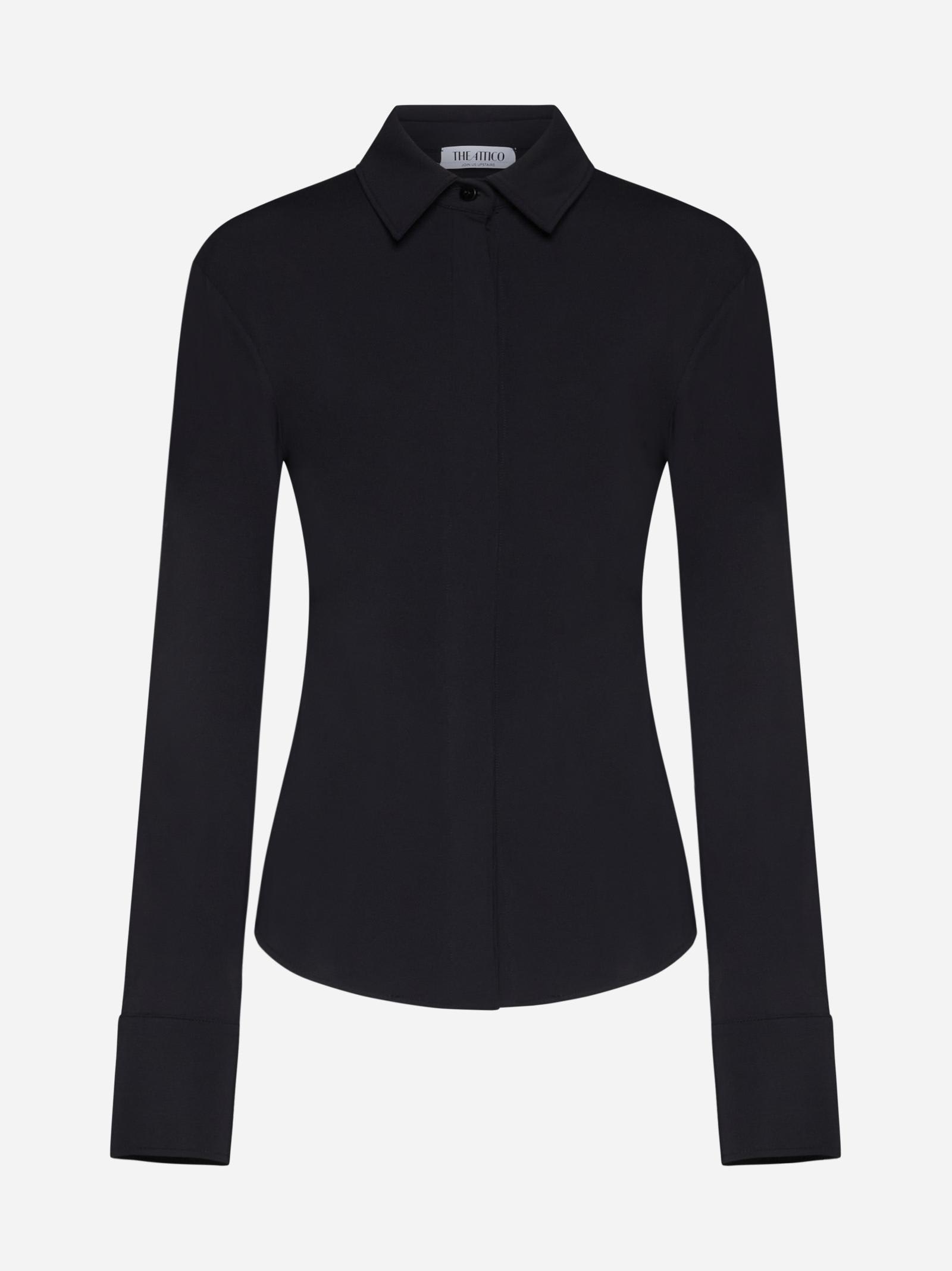 Shop Attico Elton Acetate-blend Shirt In Black