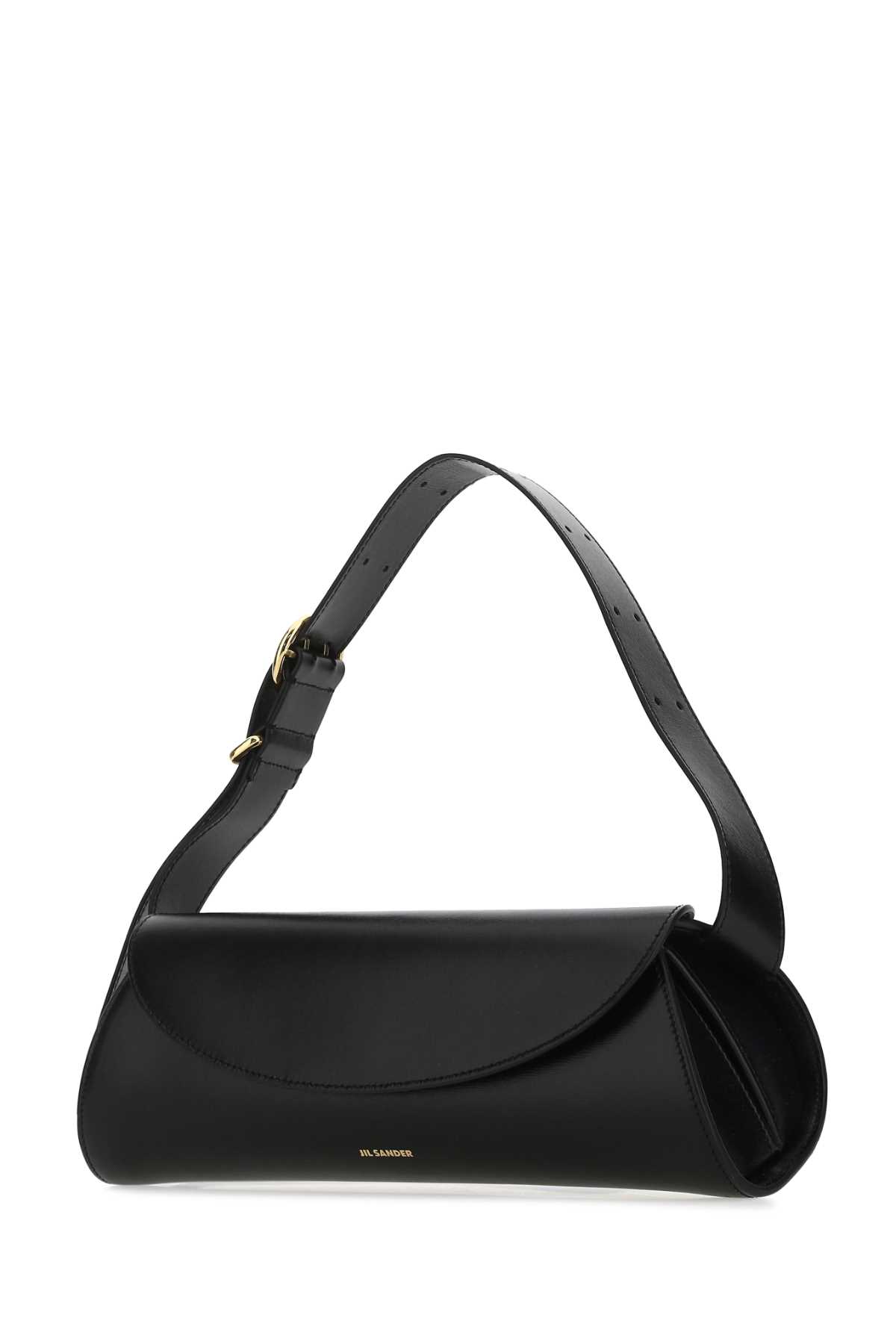 Jil Sander Black Leather Cannolo Grande Shoulder Bag In 001
