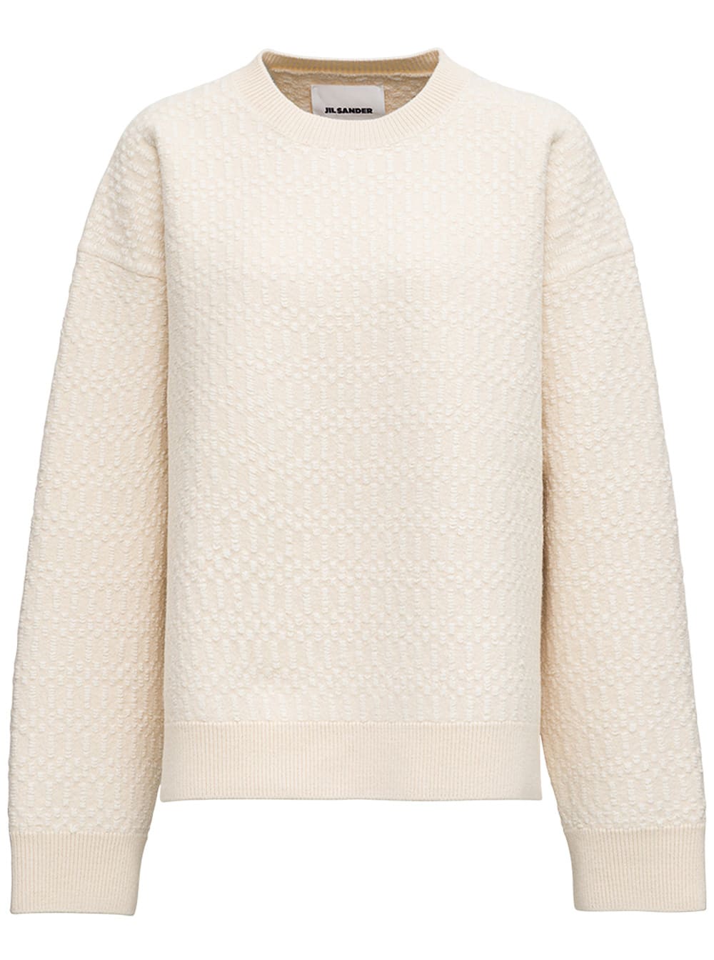Jil Sander Ivory Wool Sweater With Geometric Pattern