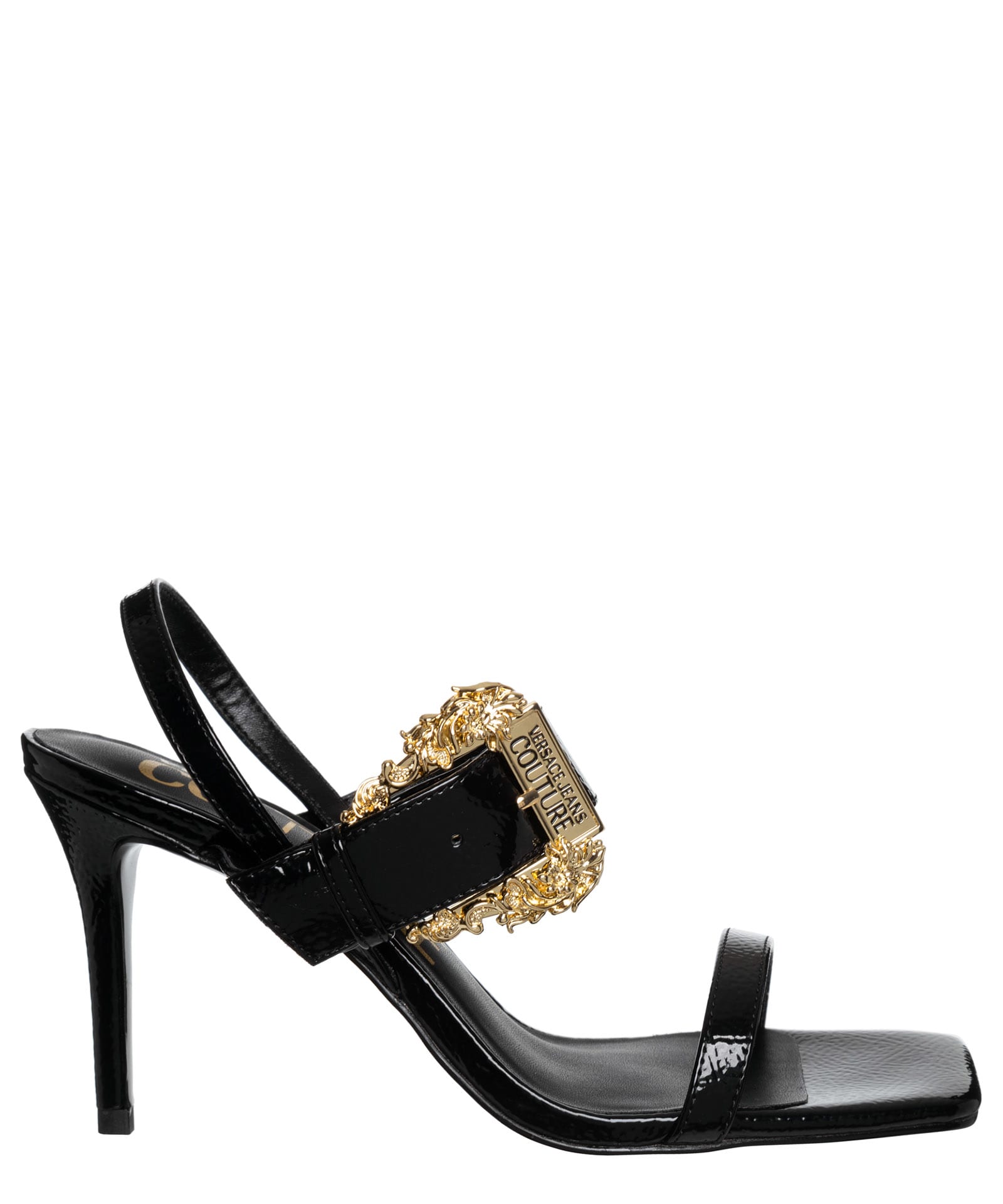 VERSACE JEANS COUTURE EMILY BAROQUE BAROQUE HEELED SANDALS