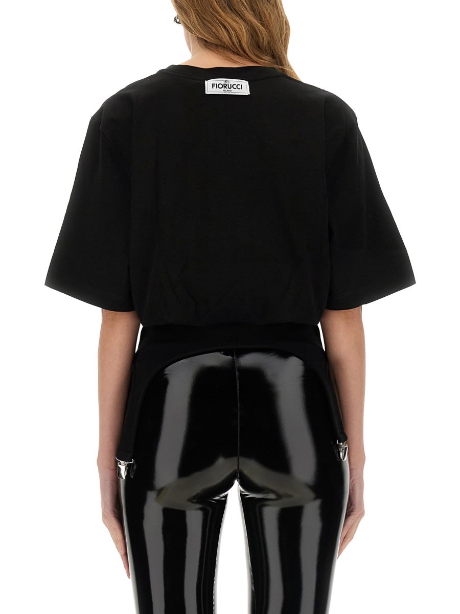 Shop Fiorucci T-shirt With Suspenders In Black