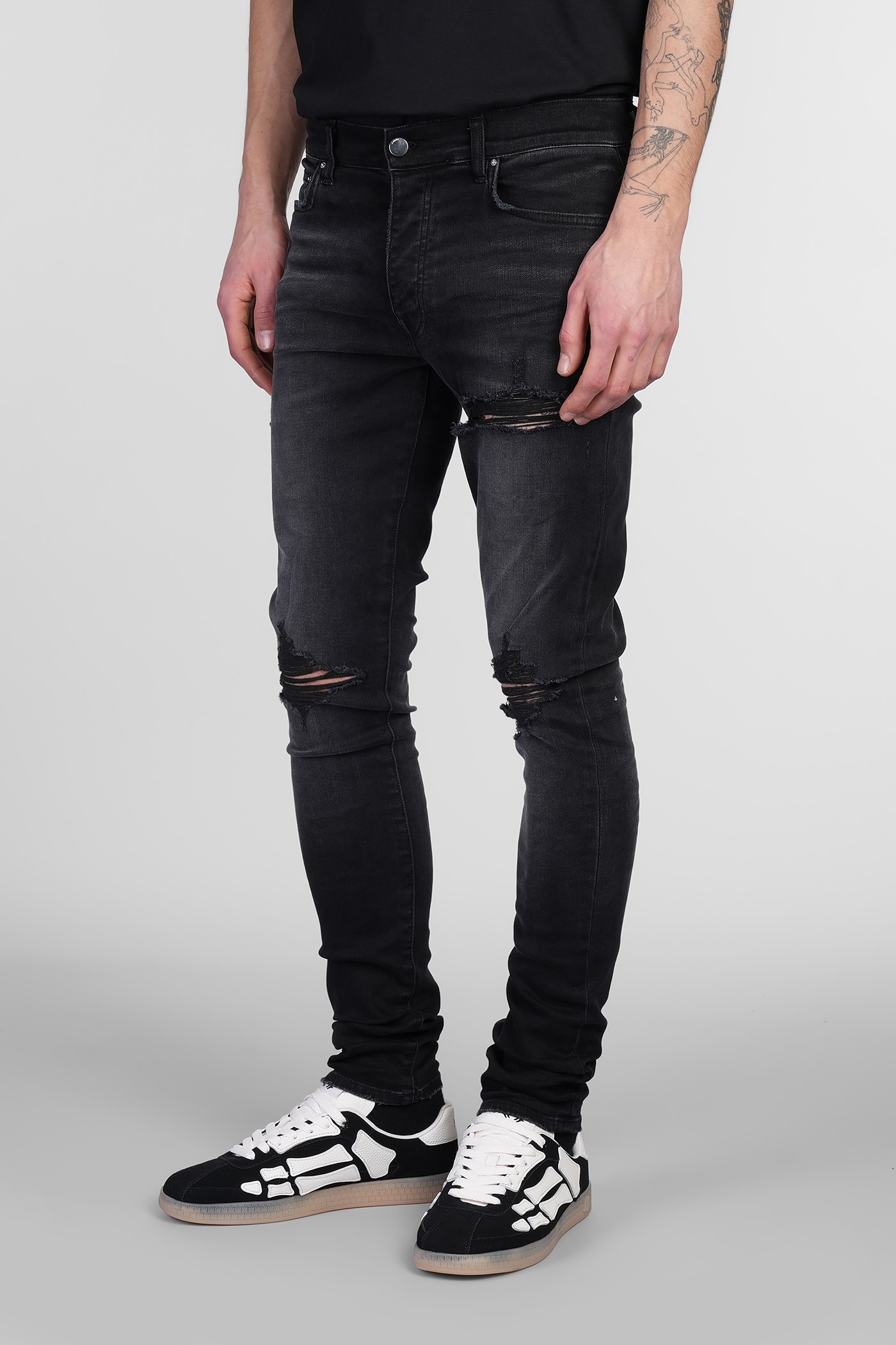 Amiri Stretch Denim Jeans Distressed Detailing In Black