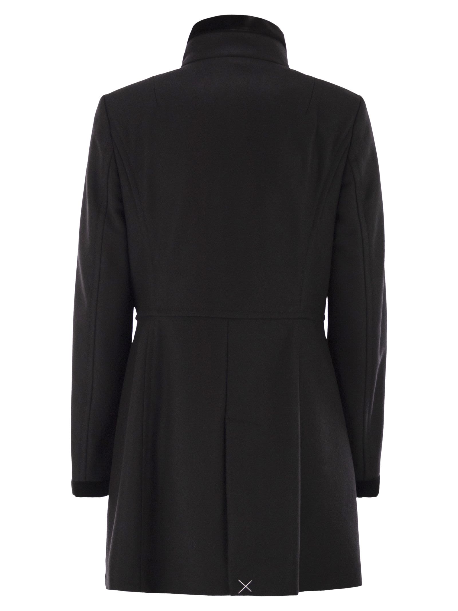 Fay Romantic Coat In Black In Soft Wool Blend Fabric In Black