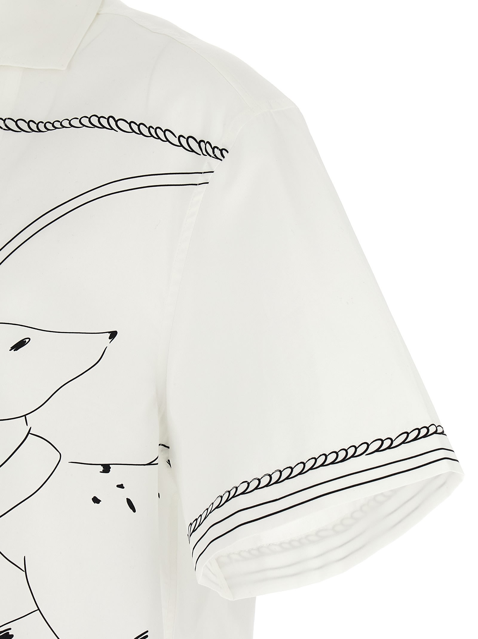 Jacquemus Jean Camp-collar Printed Cotton-poplin Shirt In White