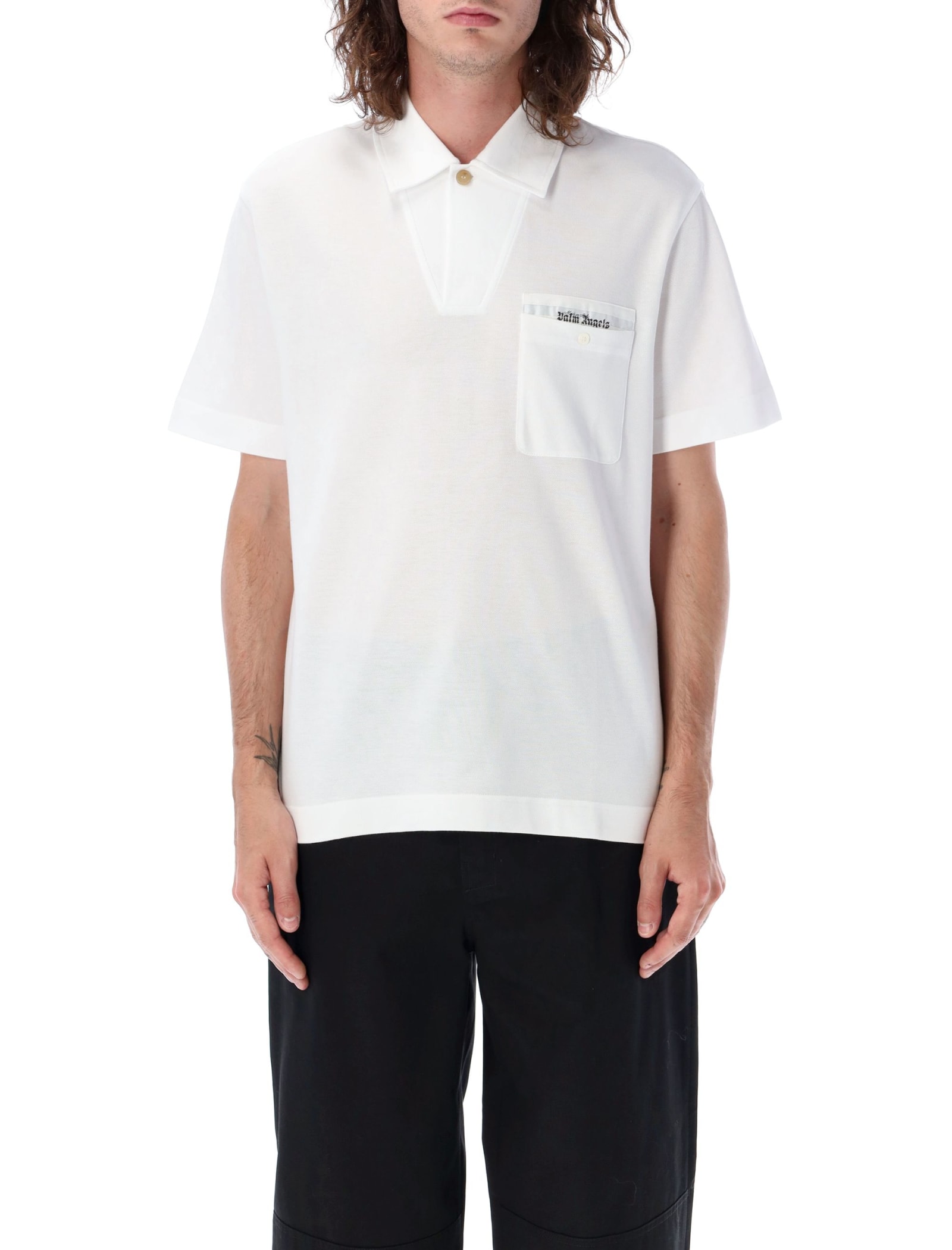 Palm Angels Sartorial Tape Pocket Polo In White