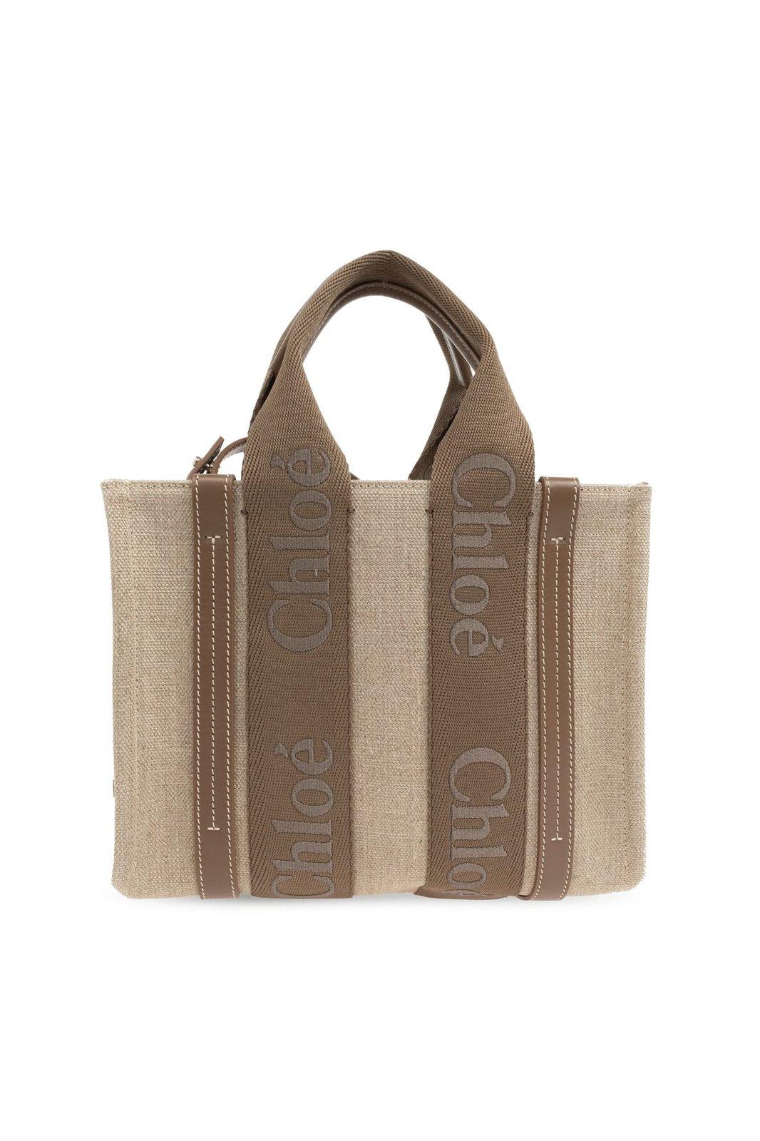 Shop Chloé Woody Small Tote Bag In X Dark Nut