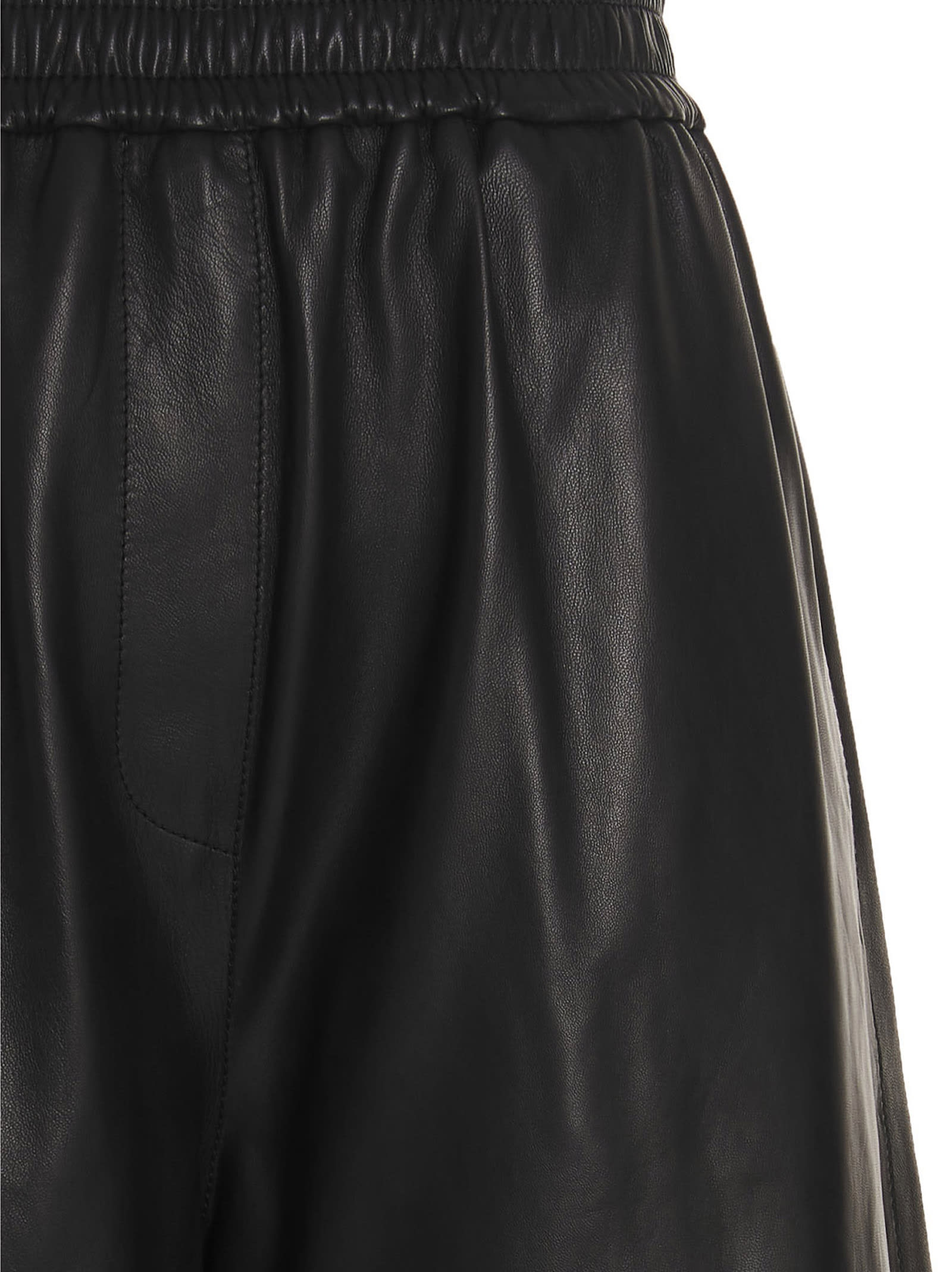 Shop Loewe Anagram Leather Trousers In Black